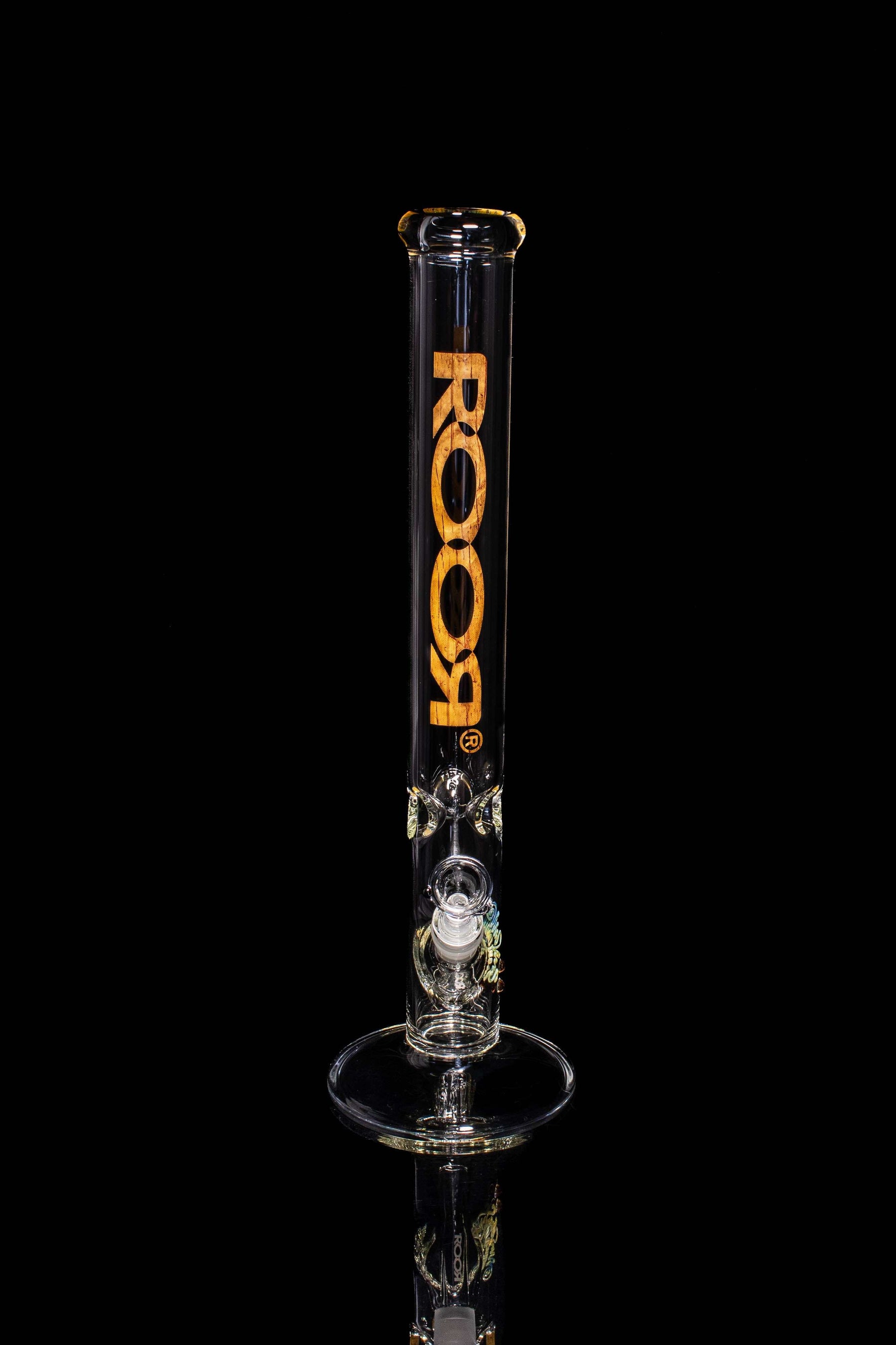 ROOR Classic 18" Straight 50x5mm Woodgrain glass bong with ice pinches and unique signature design