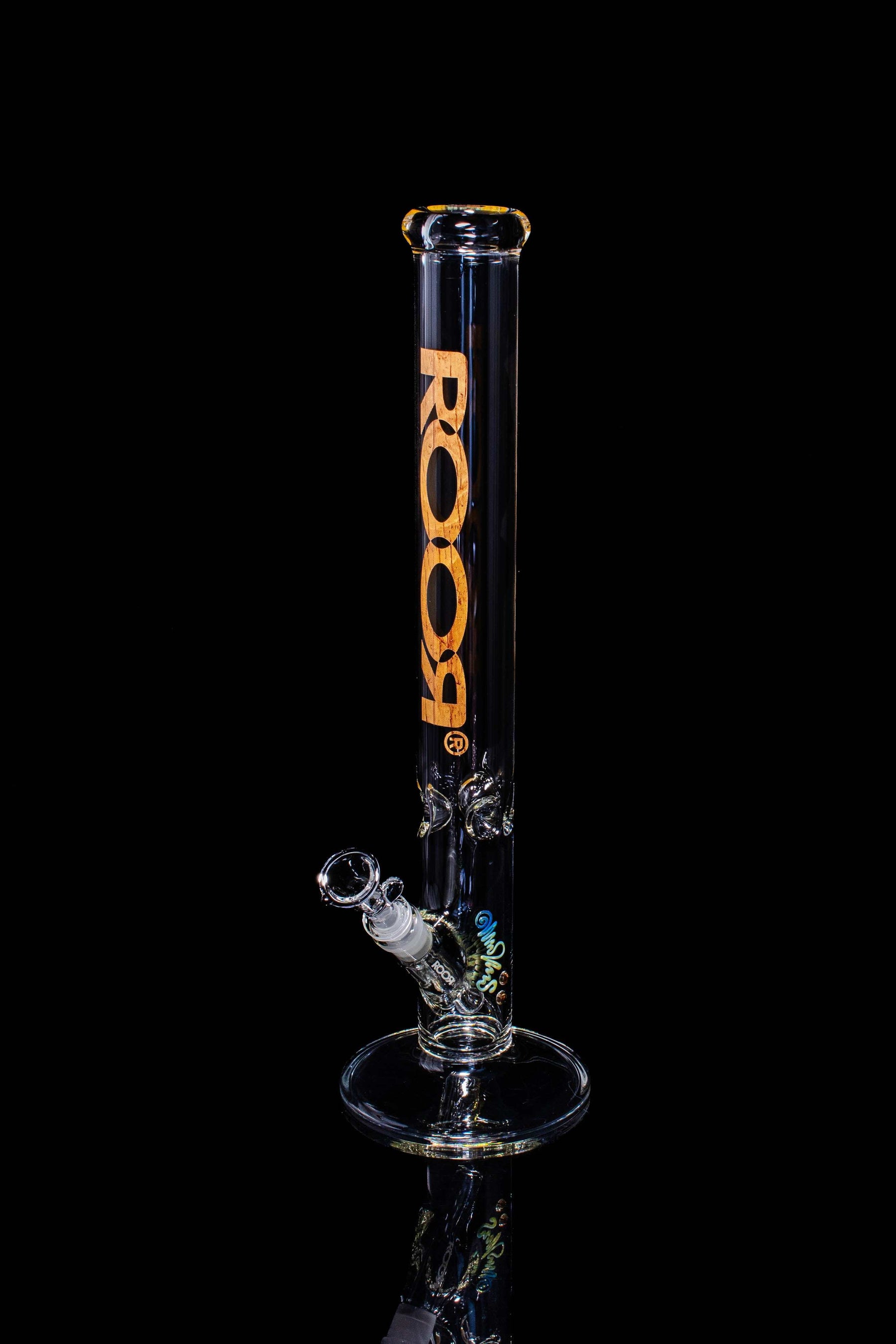 ROOR Classic 18" Straight 50x5mm Woodgrain glass bong with ice pinches and woodgrain decal