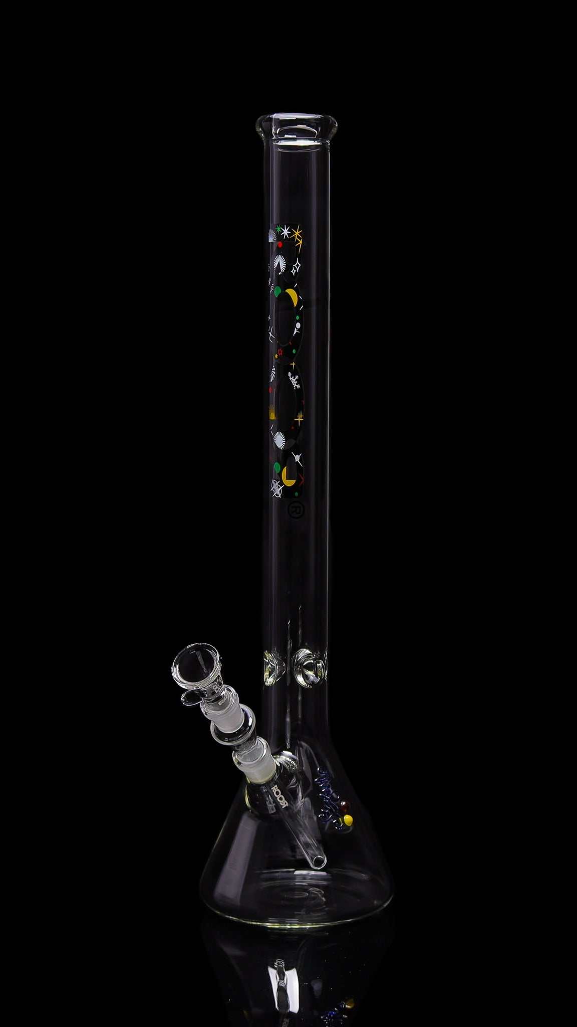ROOR® Classic 22" Beaker with Galaxy stars decal, German Schott glass, 45x5mm thickness.