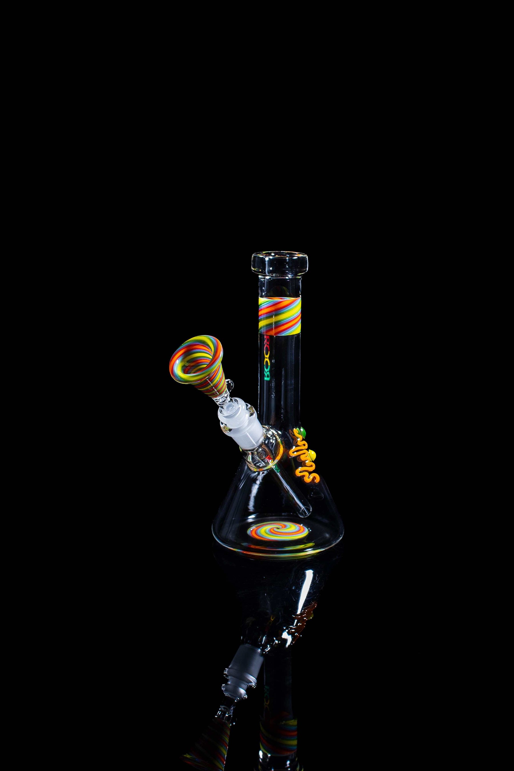 ROOR® Micro 6" Beaker with Custom Color Worked Sections and Rasta Decal