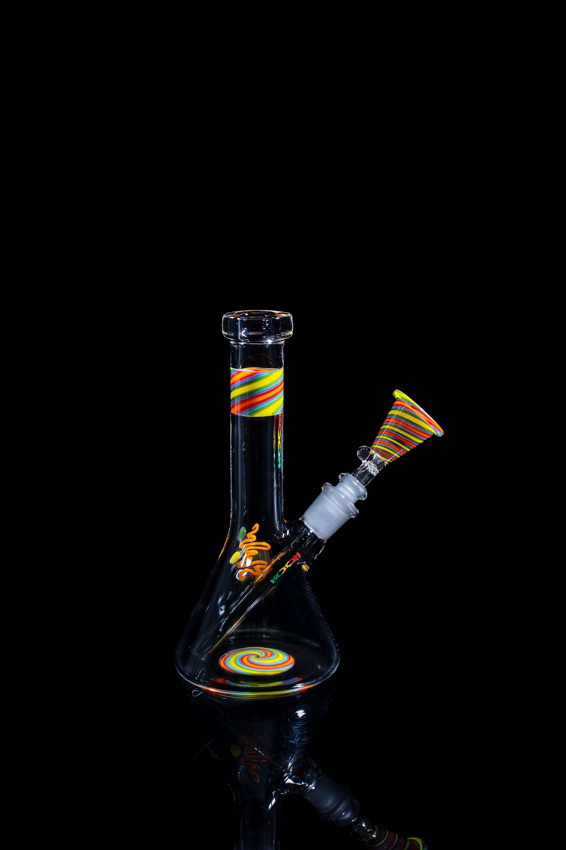 ROOR® Micro 6" Beaker with custom color worked sections and Rasta decal.