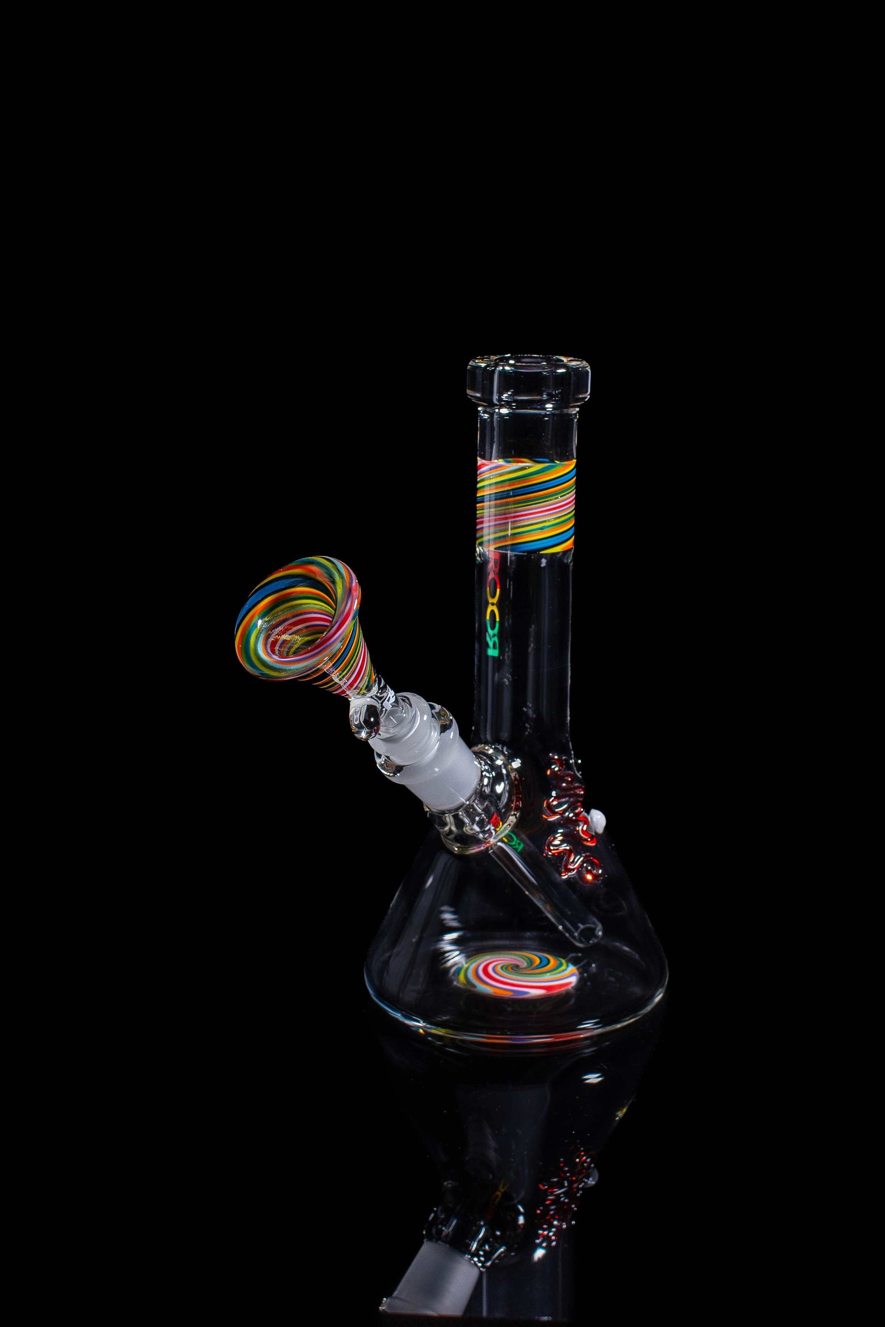 ROOR Micro 6-inch beaker bong with 26x4mm clear German Schott glass and custom colorful worked sections