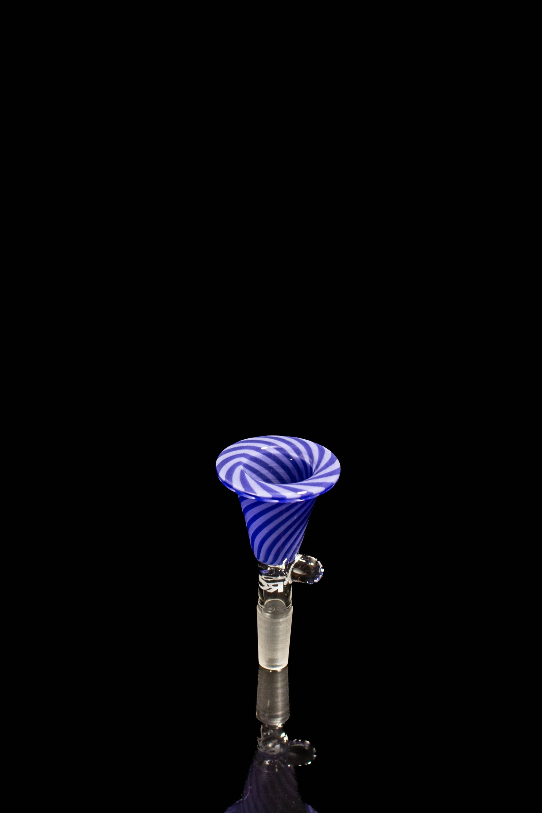 ROOR Micro 6 inch clear glass beaker with Too Blue decal and custom 10mm purple candy cane bowl