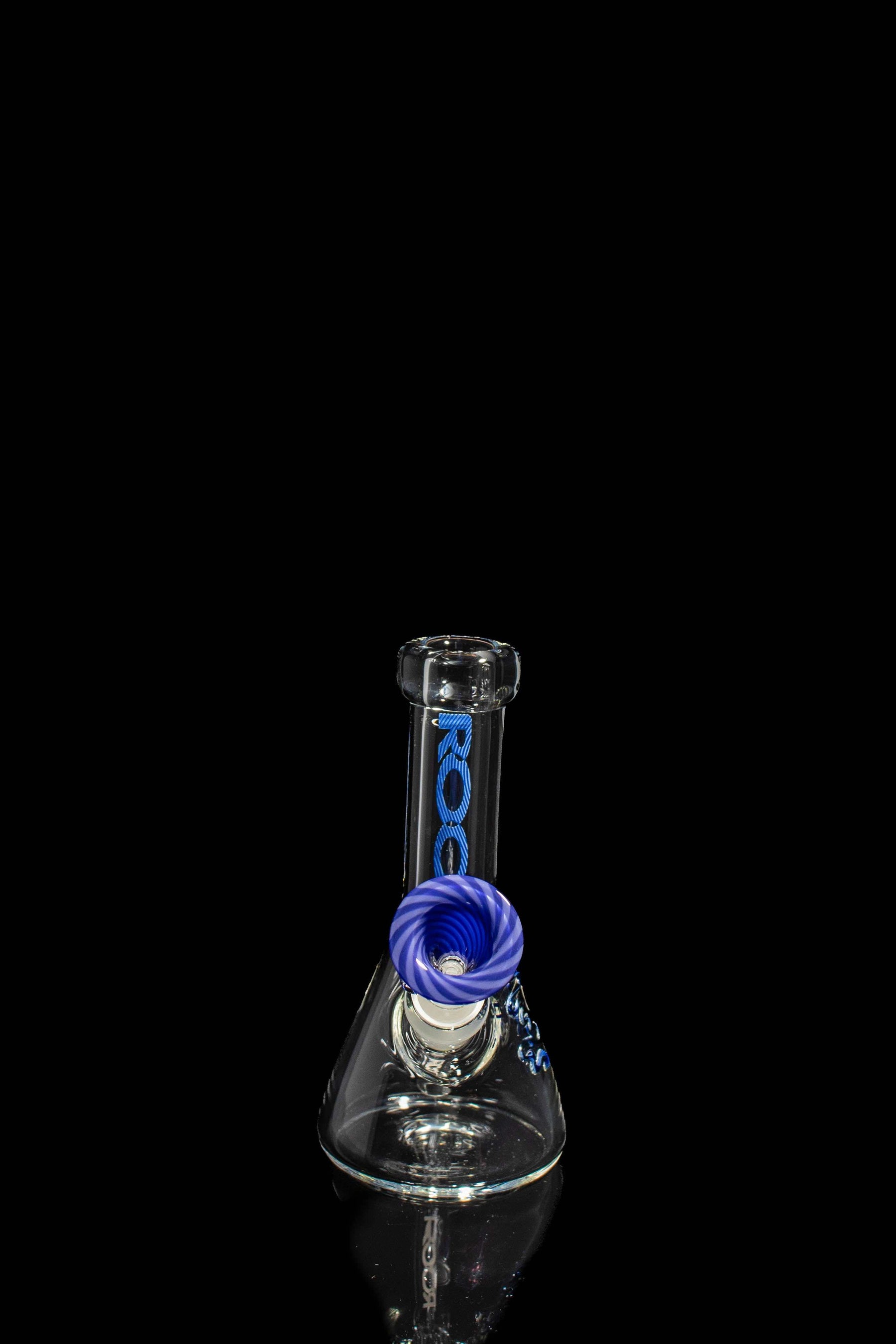 ROOR® Micro 6" clear glass beaker with Too Blue decal and custom 10mm purple candy cane bowl