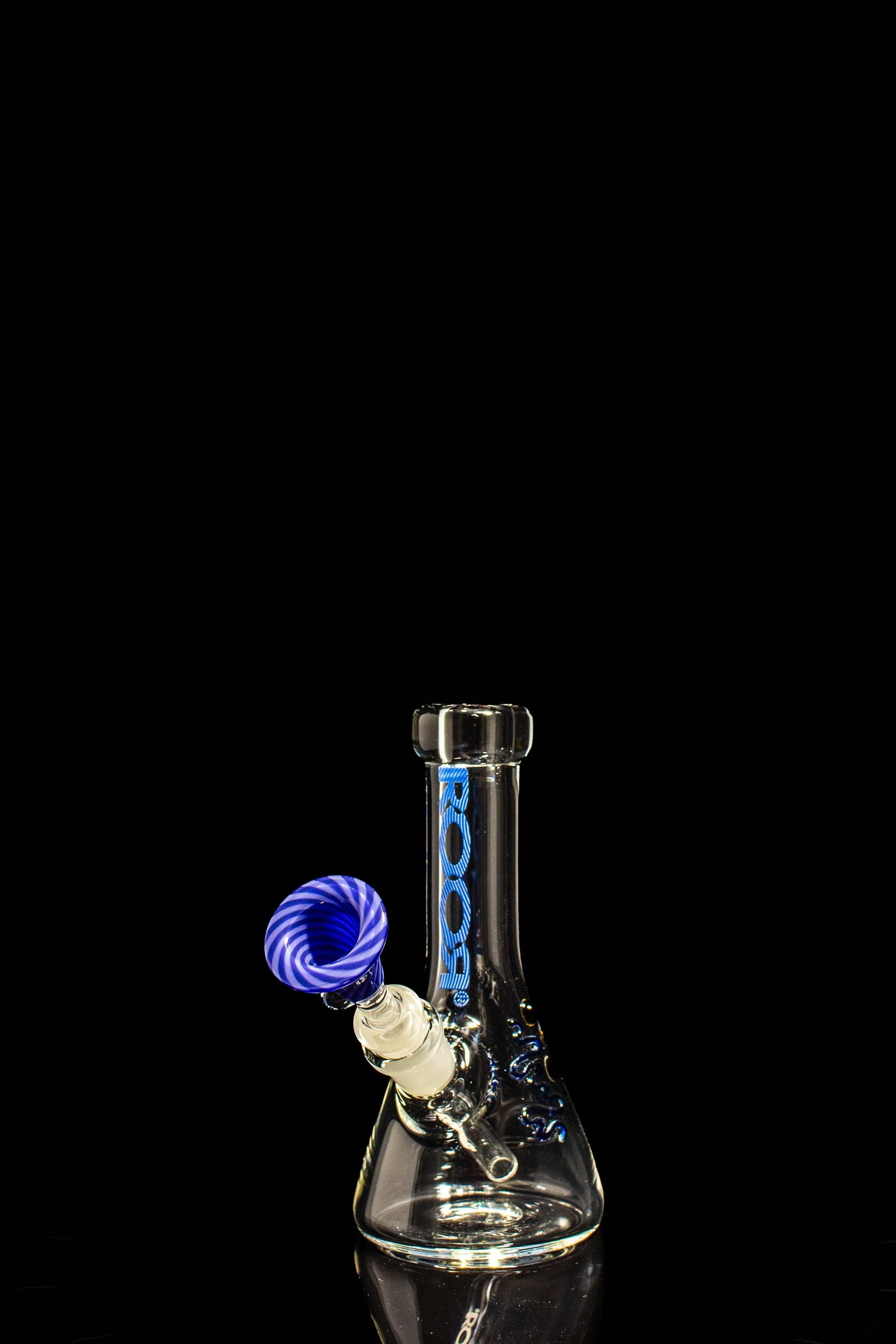 ROOR Micro 6 inch clear glass beaker with Too Blue decal and custom 10mm bowl