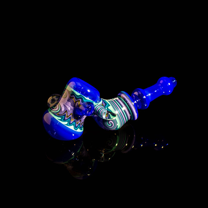 ROOR® Reversal Sherlock Style Custom Worked Color Marble glass pipe on a black background.