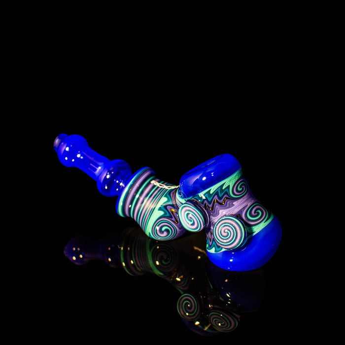 ROOR® Reversal Sherlock Style Custom Worked Color Marble glass pipe in vibrant colors, handcrafted with heat-resistant borosilicate glass.