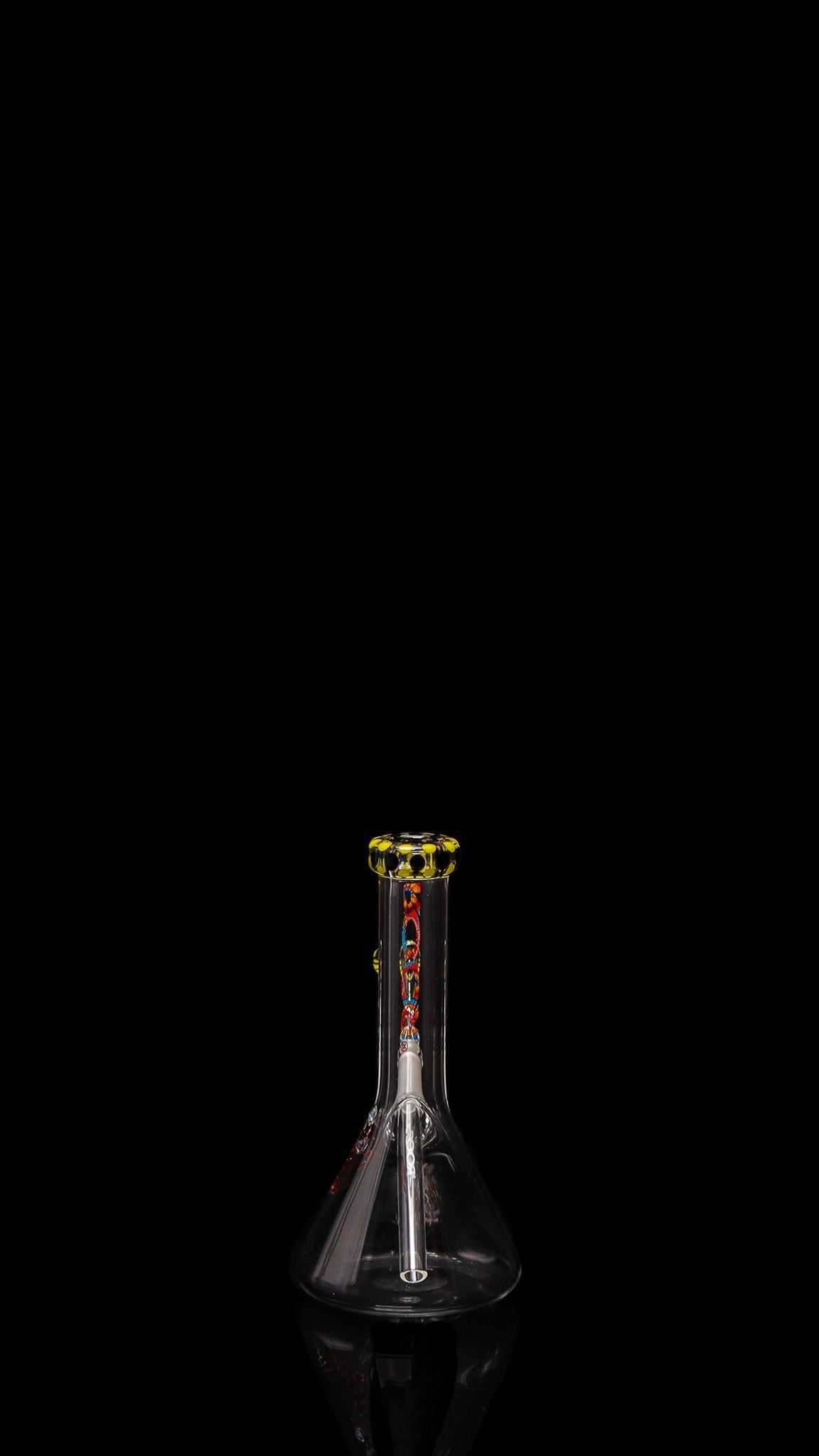 ROOR® Micro 6" Beaker with Custom Color Dots on Black Background