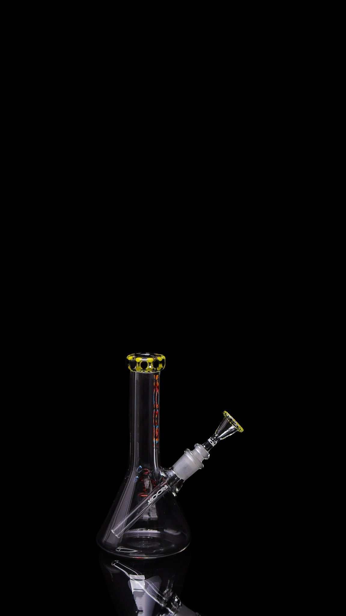 ROOR® Micro 6" Beaker with Custom Color Dots on Black Background