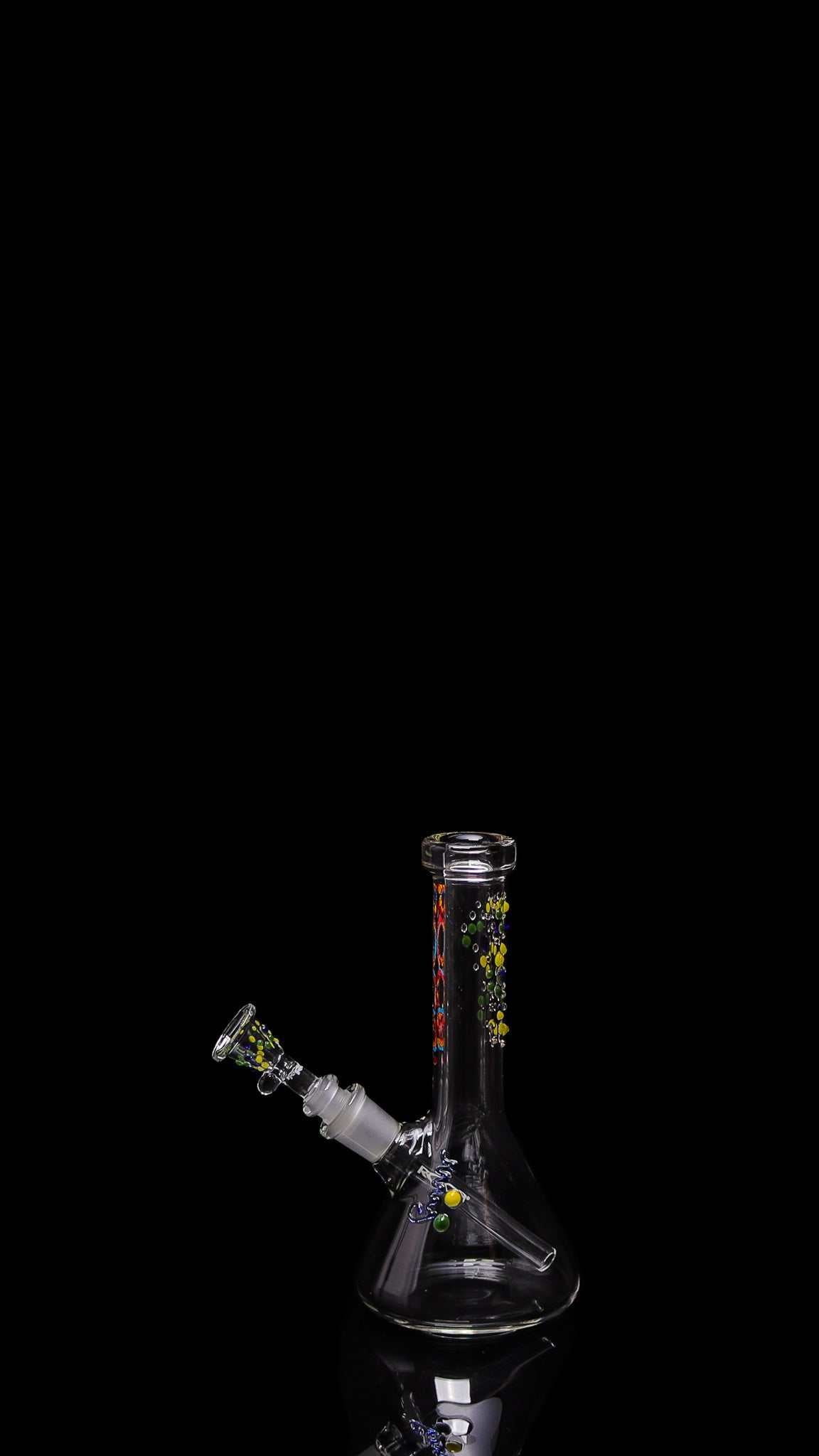 ROOR Micro 6-inch beaker with 26x4mm German Schott glass and custom color rain drops design