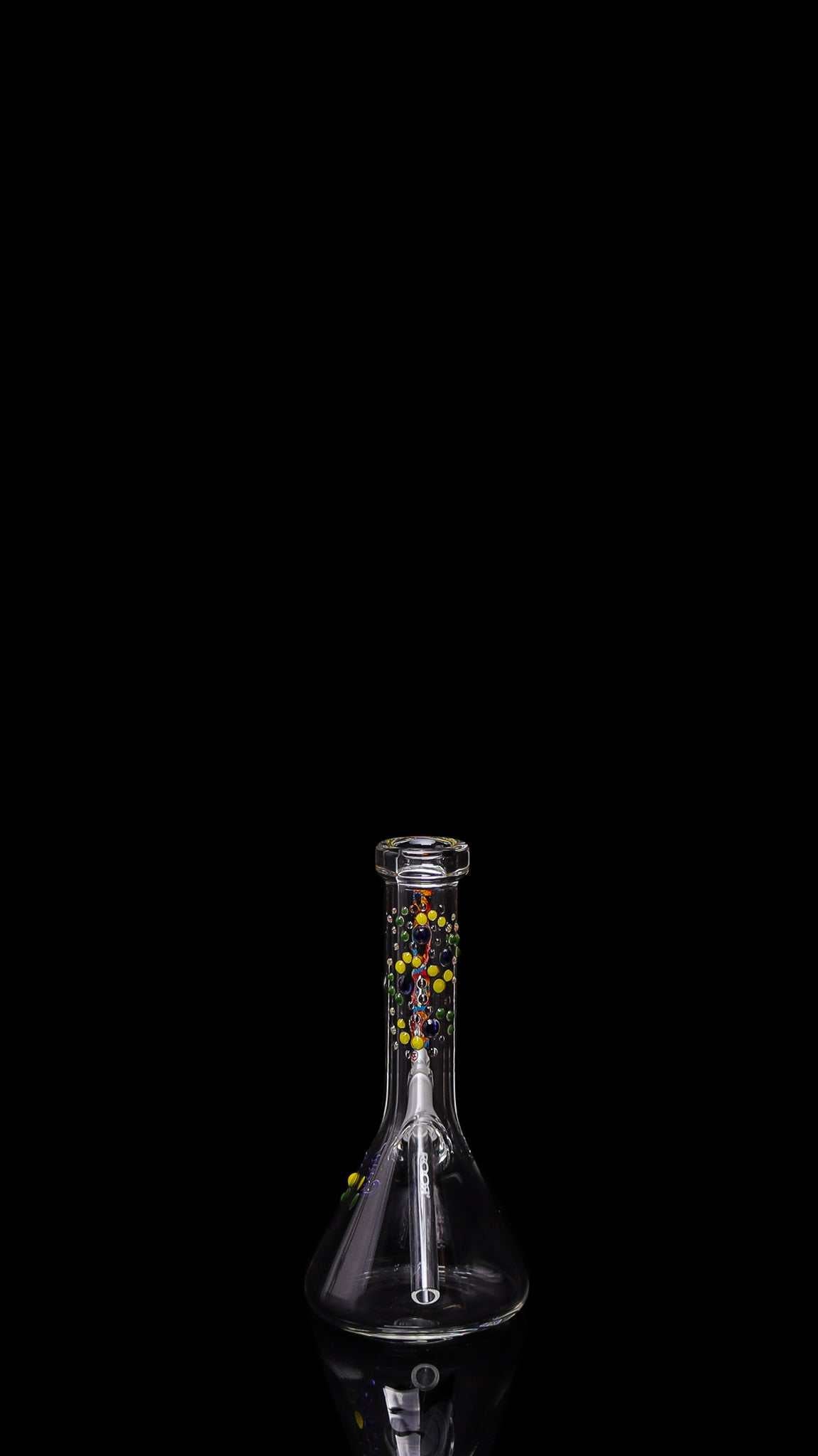 ROOR Micro 6 inch beaker with 26x4mm German Schott glass and custom color rain drops design