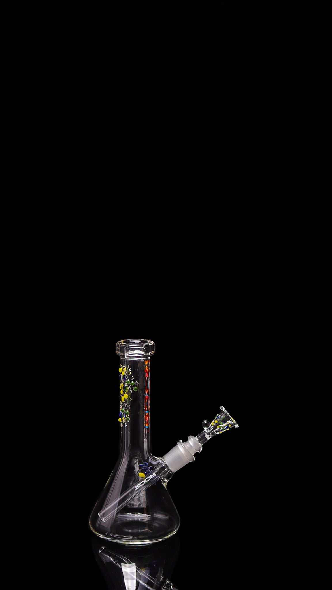 ROOR Micro 6-inch beaker with 26x4mm clear glass and custom color rain drop design