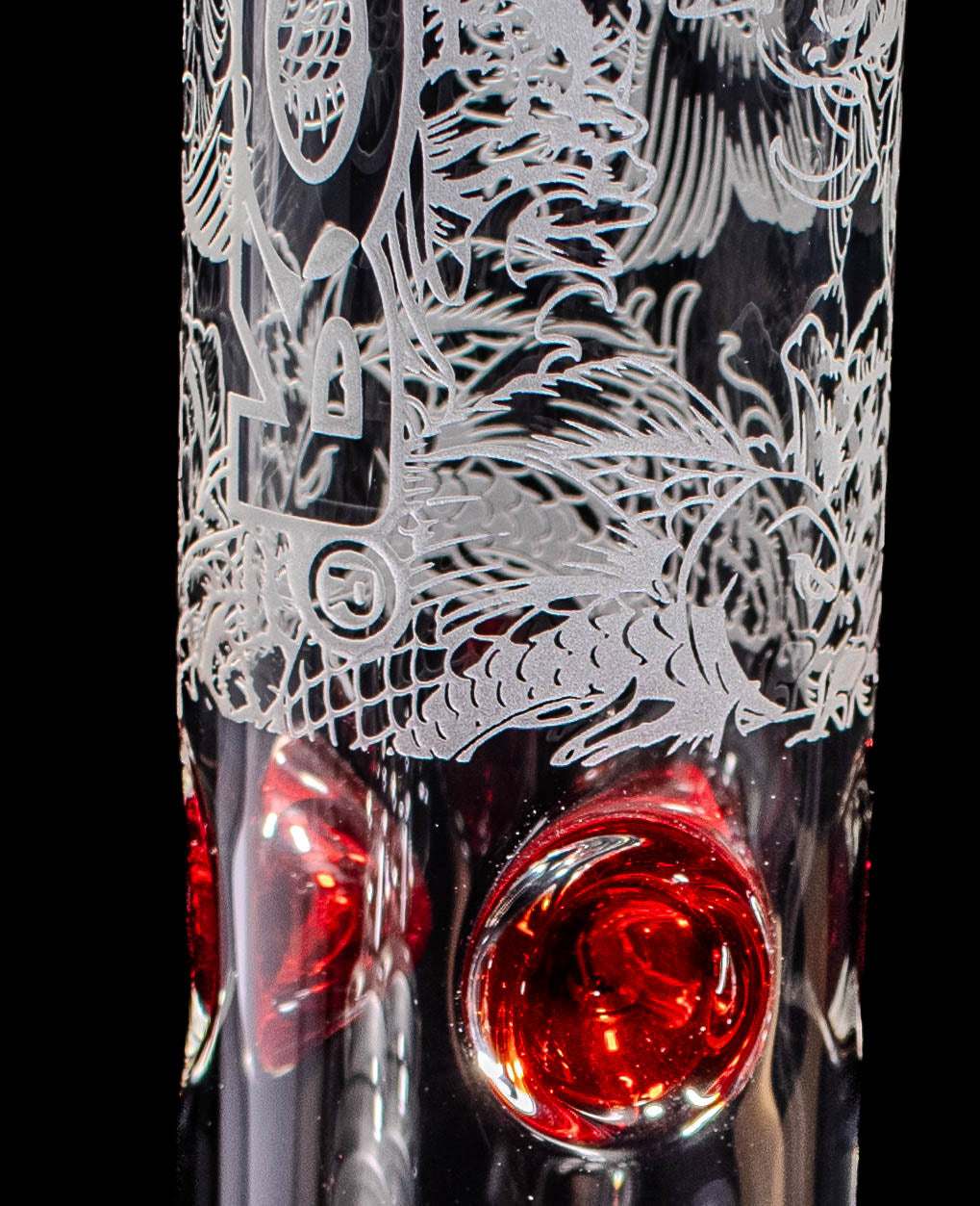 ROOR® 12" Beaker with KOI FISH Sandblasted Design in Artistic Glass