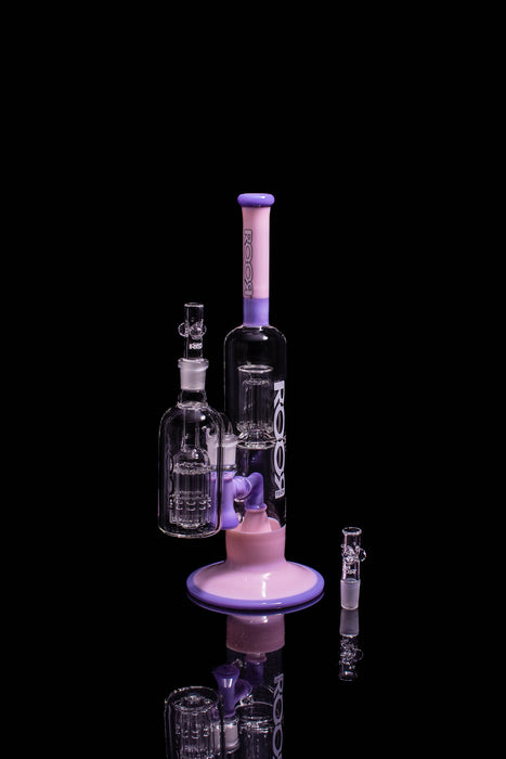 Collectors Set - ROORTech® Fixed 14" 50x5mm Barrel Bubbler & Matching label 10 Arm 18mm Ashcatcher