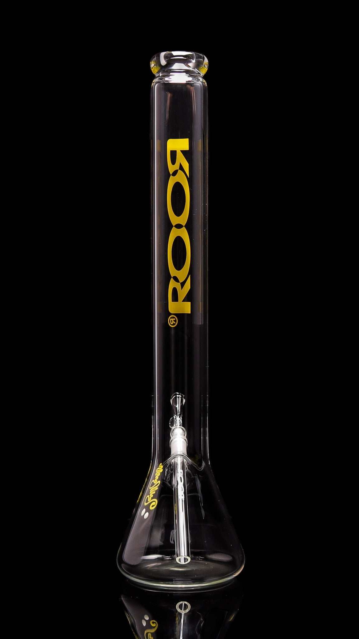 ROOR® 22” Zeaker 60mm glass beaker with yellow logo and hand-cut downstem.