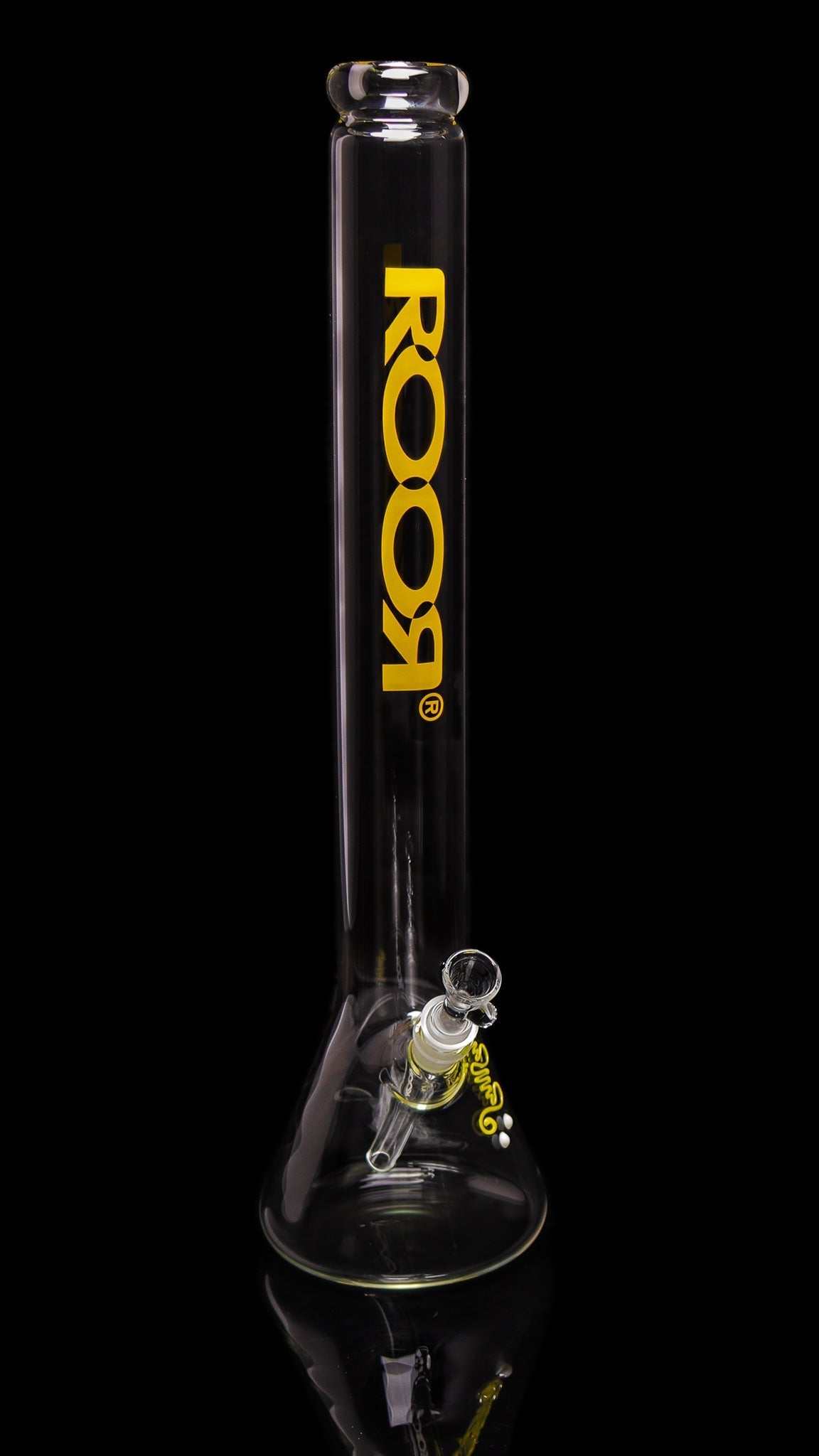 ROOR® 22” Zeaker 60mm glass beaker with logo and downstem, designed for collectors.