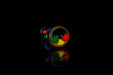 ROOR® Custom Worked Hand Pipe Jade Chillum Set with Rasta Swirl design on black background.