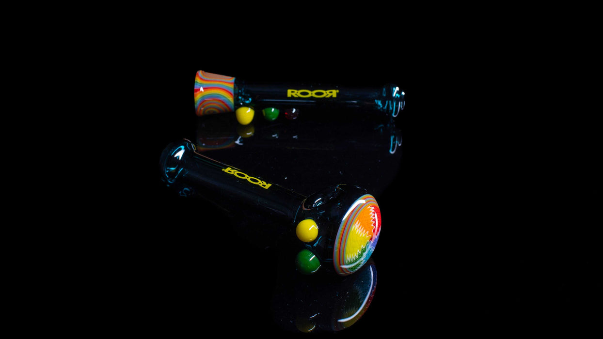 ROOR® Custom Worked Hand Pipe Jade Chillum Set Multi-Color Swirl