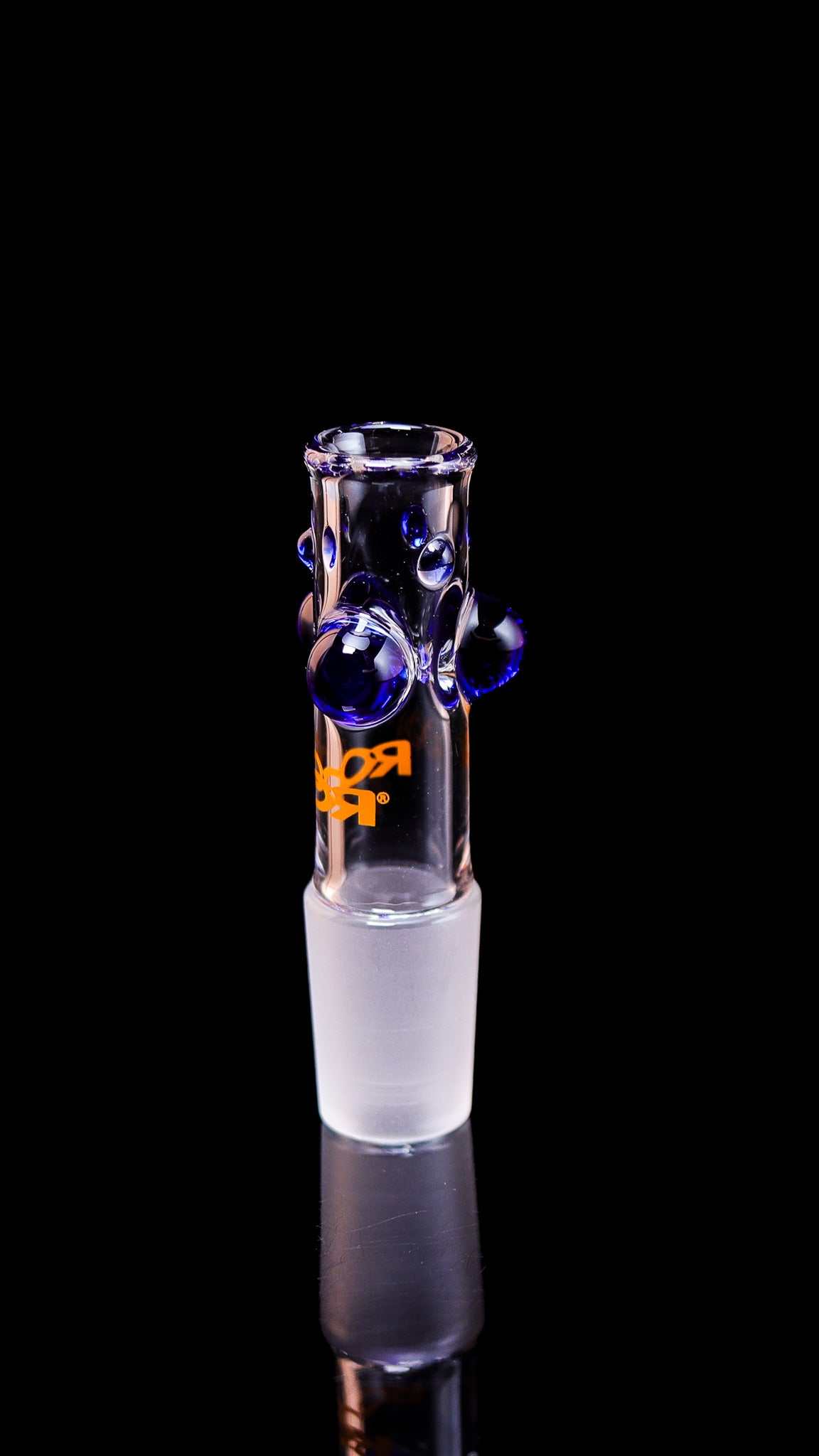 ROOR® Tech Color Marble Style Bowl BLUE with flared lip and blue opal-shaped glass drops.