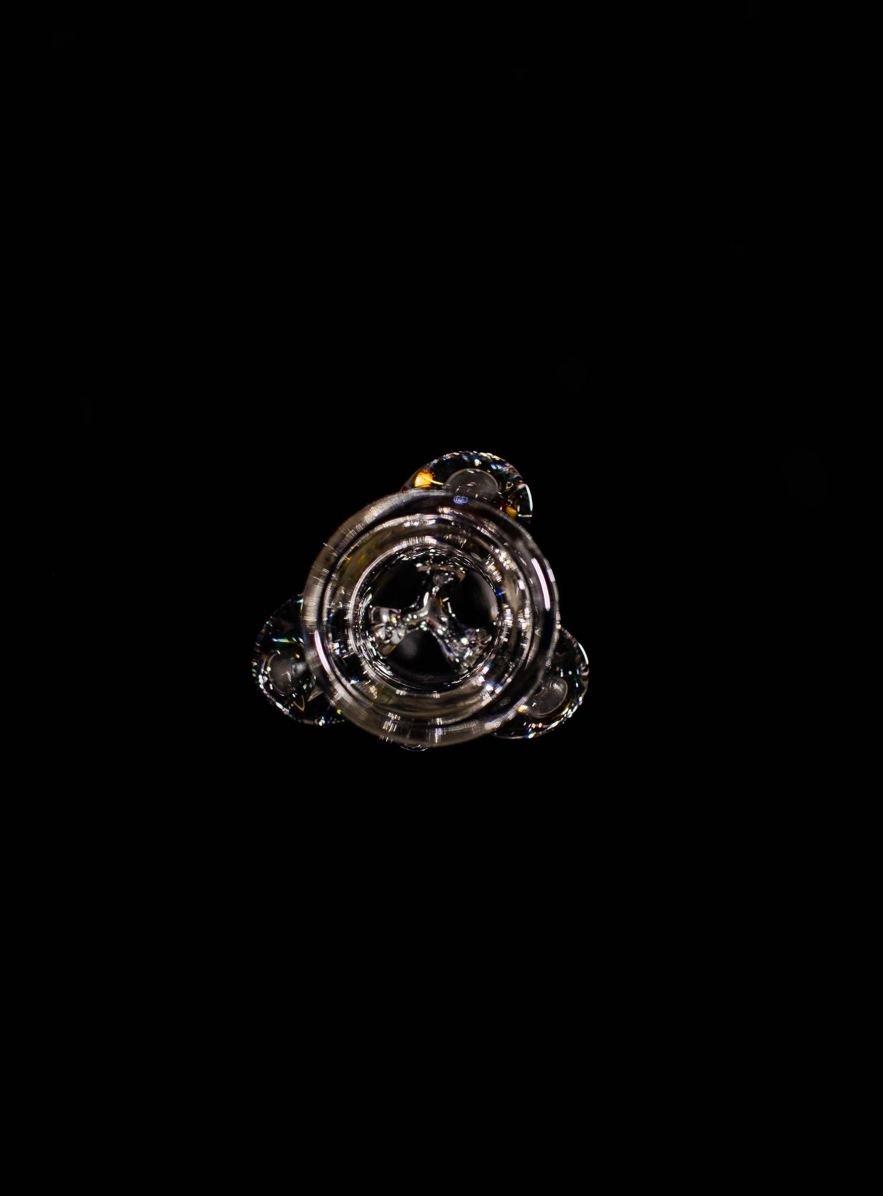 ROOR® Tech Bowl 18mm with clear opal-shaped glass drops and triple-glass pinch built-in screen.