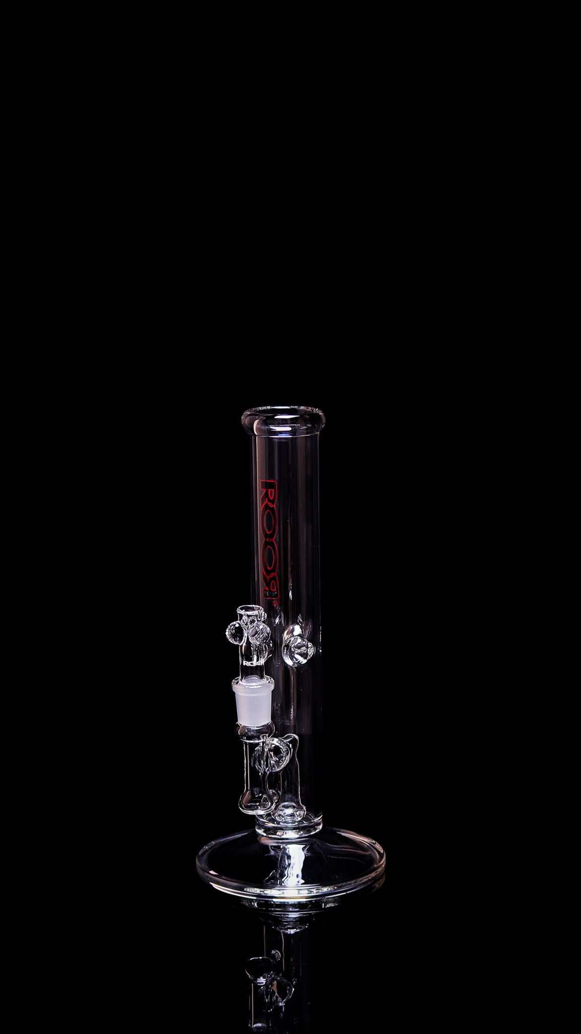 ROOR® Tech Mini Fixed 10” Straight glass tube with clear design and 38x4mm German Duran Schott glass.