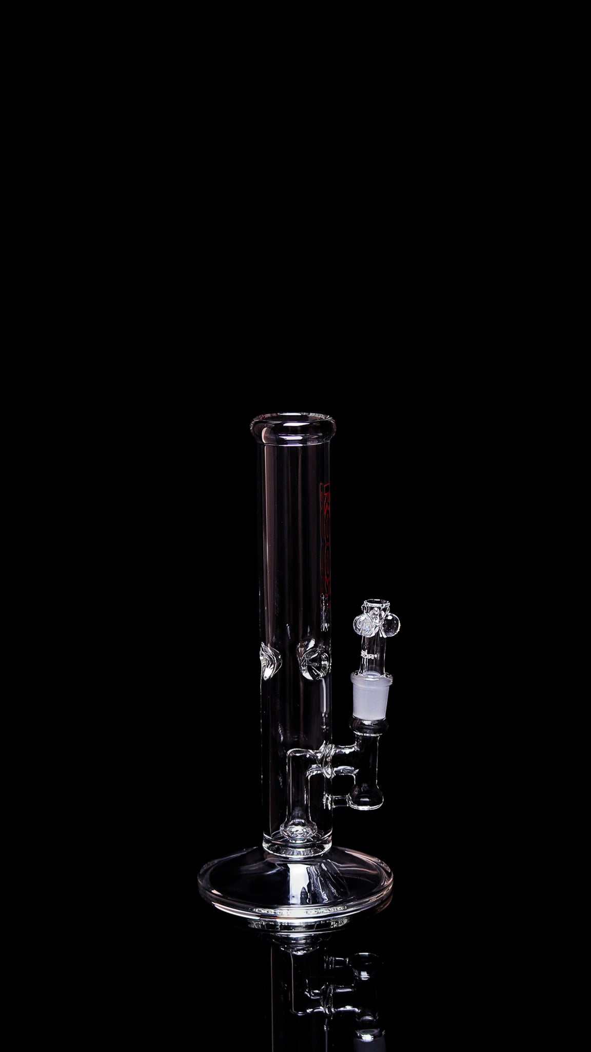 ROOR® Tech Mini Fixed 10” Straight 38x4mm Clear glass tube with percolator and debris catcher.