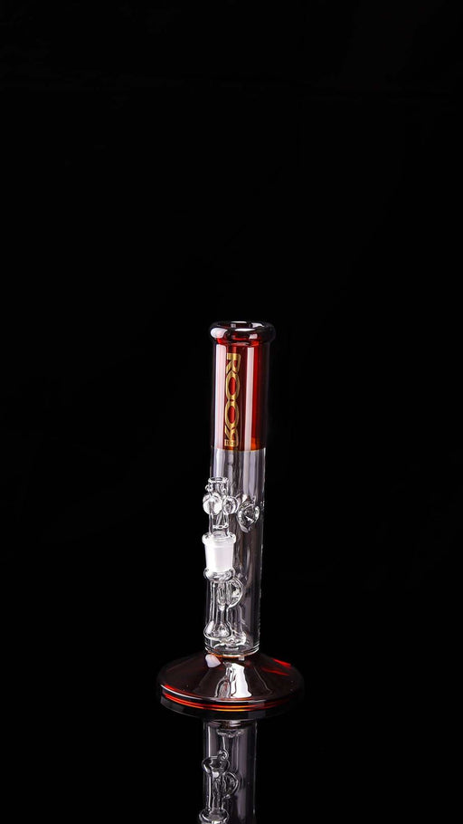 ROOR® Tech Mini Fixed 10” Straight 38x4mm Amber glass tube with amber accents and round base.