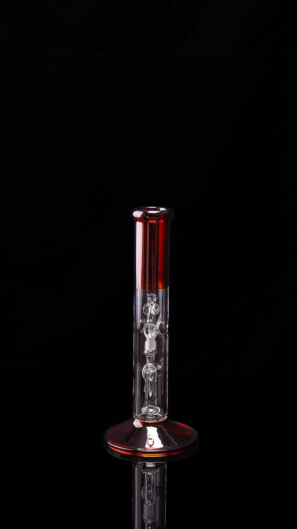 ROOR® Tech Mini Fixed 10” Straight amber glass tube on black background.