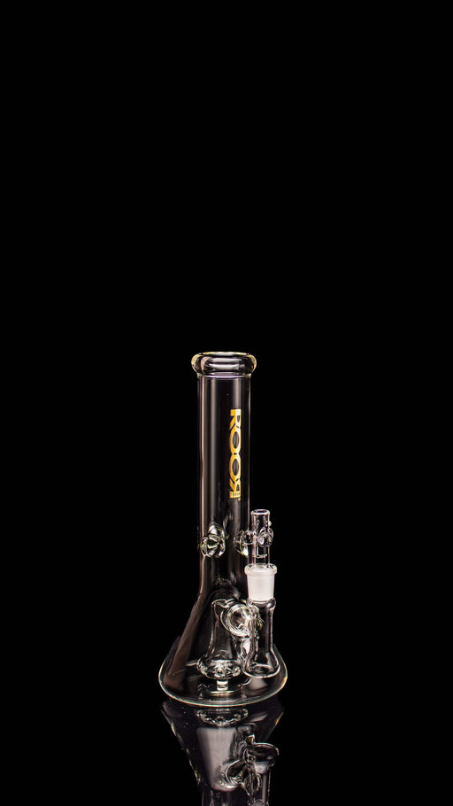 ROOR® Tech Fixed 14" Beaker 50x5mm with Clear Gold Label, featuring a stemless design and ice pinches for cooling.