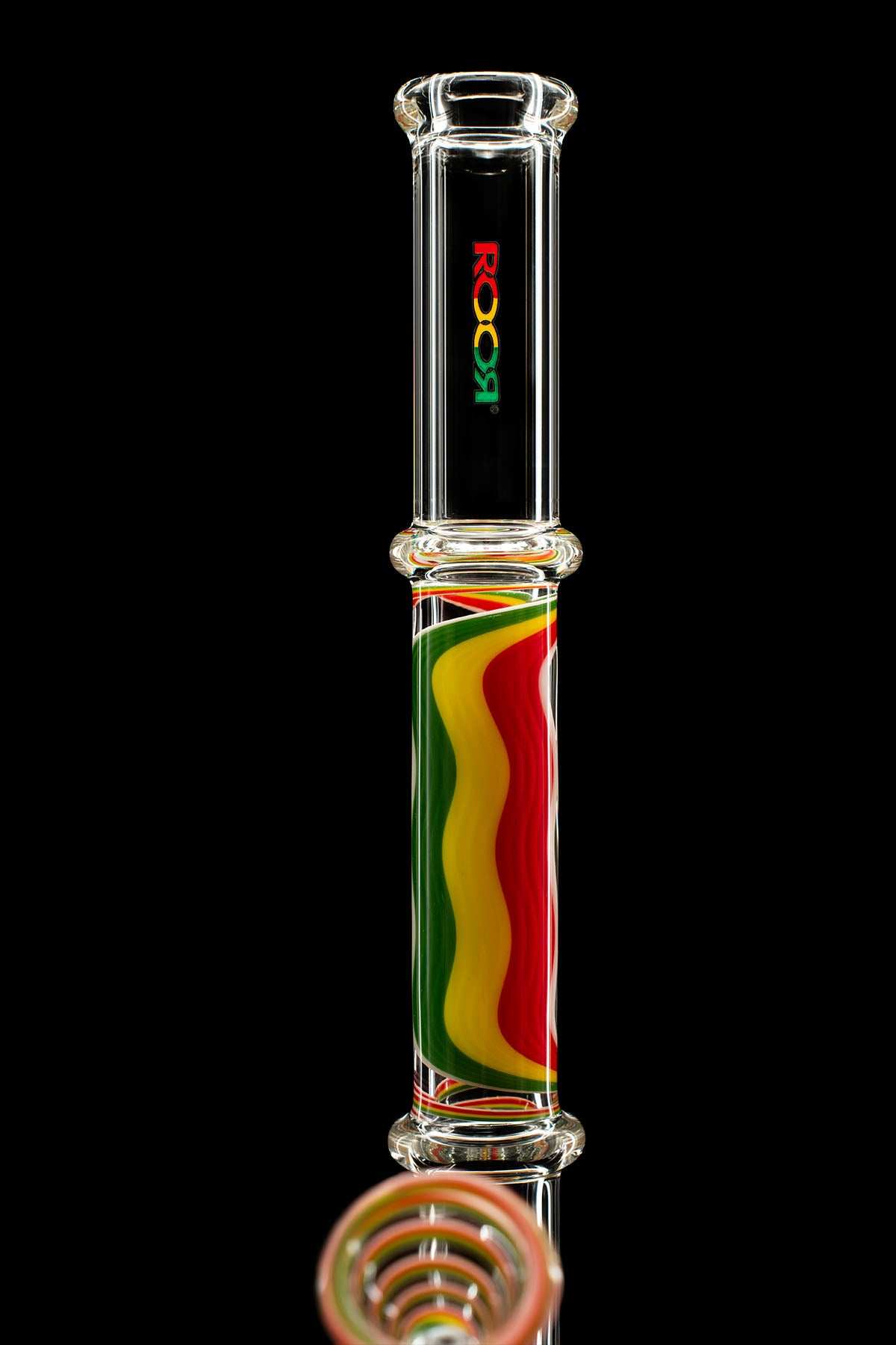 ROOR® Custom Rasta Snapper 4.0 clear glass bong with rasta section and matching bowl and downstem