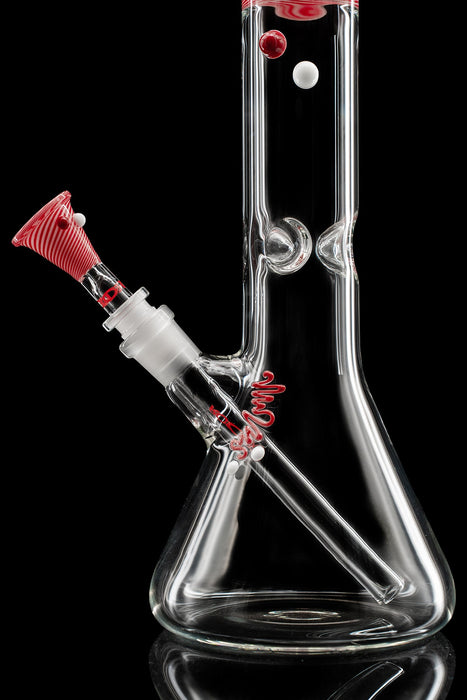 ROOR® Spectrum Series No. 2 Crimson Frost 18-inch clear beaker with custom red and white worked color section