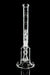 Clear ROOR Tech 14” glass bubbler with black and white logo and percolator design