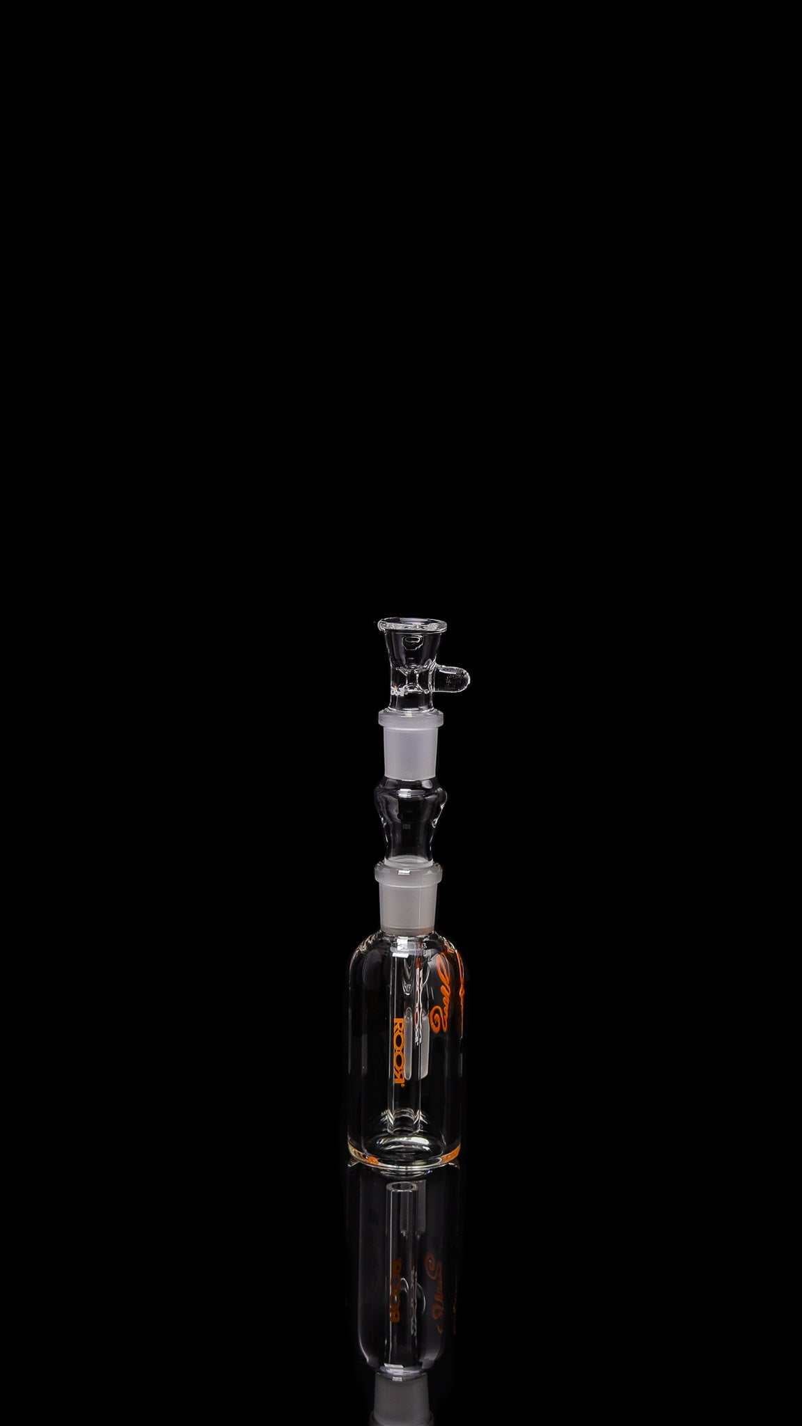 ROORTech Inline 18" 50x5mm glass ash catcher with orange accents on black background