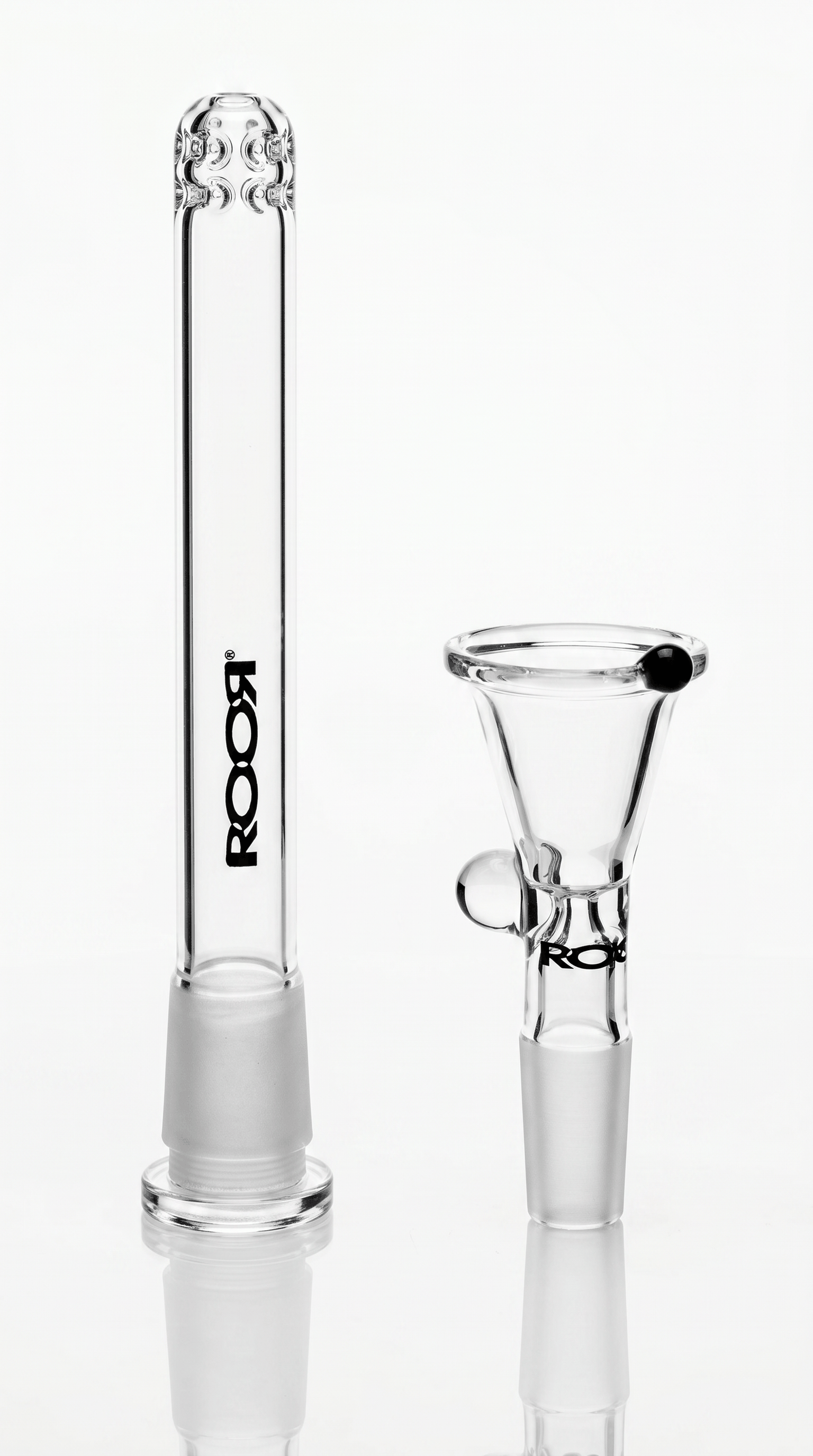 ROOR® Downstem and Bowl Set with black decal and color matching glass components