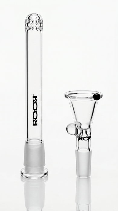 ROOR® Downstem and Bowl Set with black decal and color matching glass components