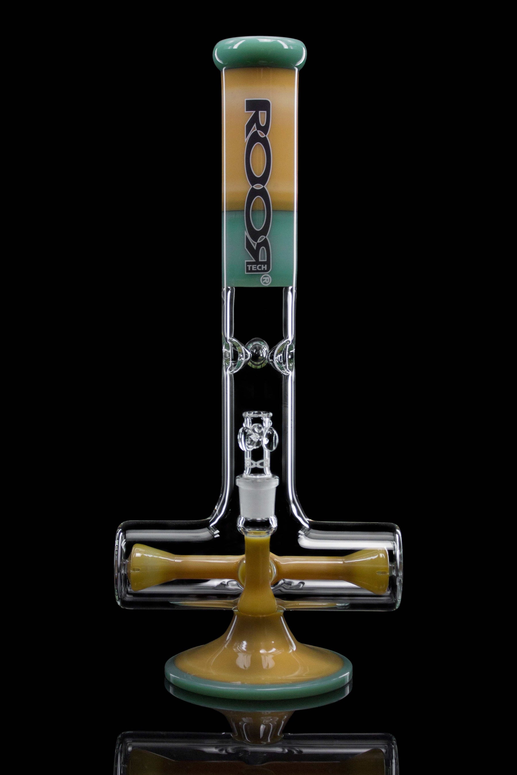 ROOR® Tech 18” Inline Tangie & Mint glass piece with percolator and ice pinches.