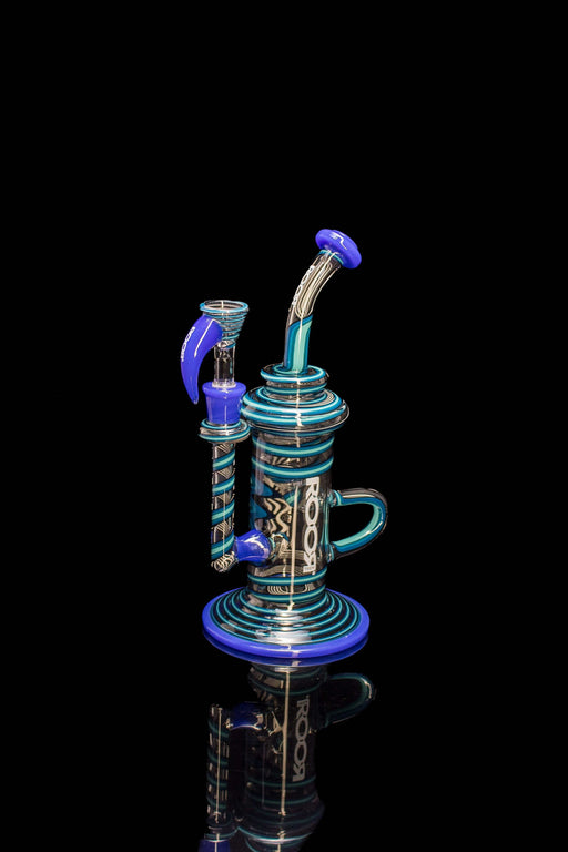 ROOR Tech Klein Recycler in custom spacey blue with intricate design, 14mm female joint.