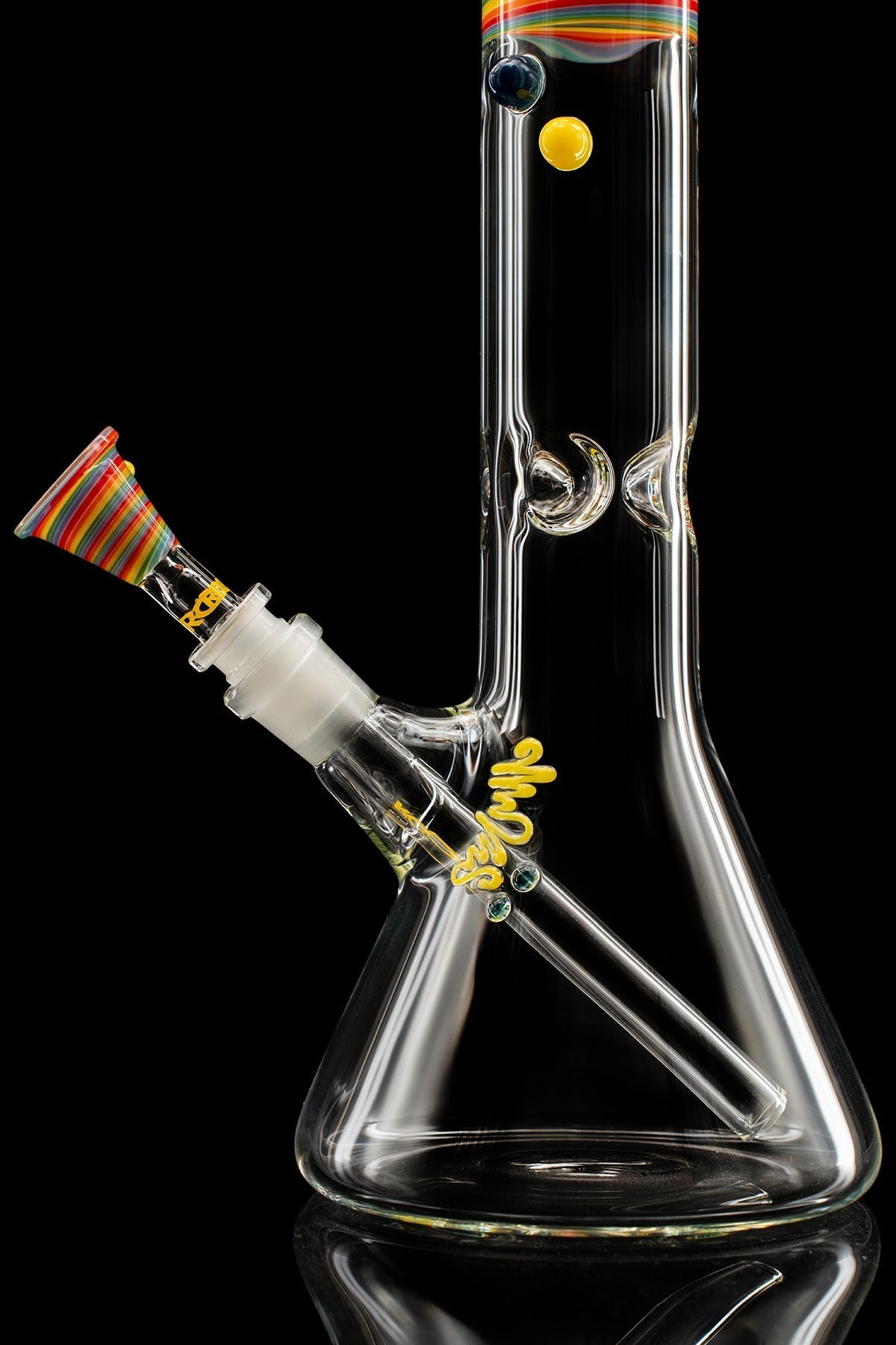 ROOR® Spectrum Series No. 1 Rainbow 18-inch clear beaker bong with custom rainbow color section and classic funnel bowl