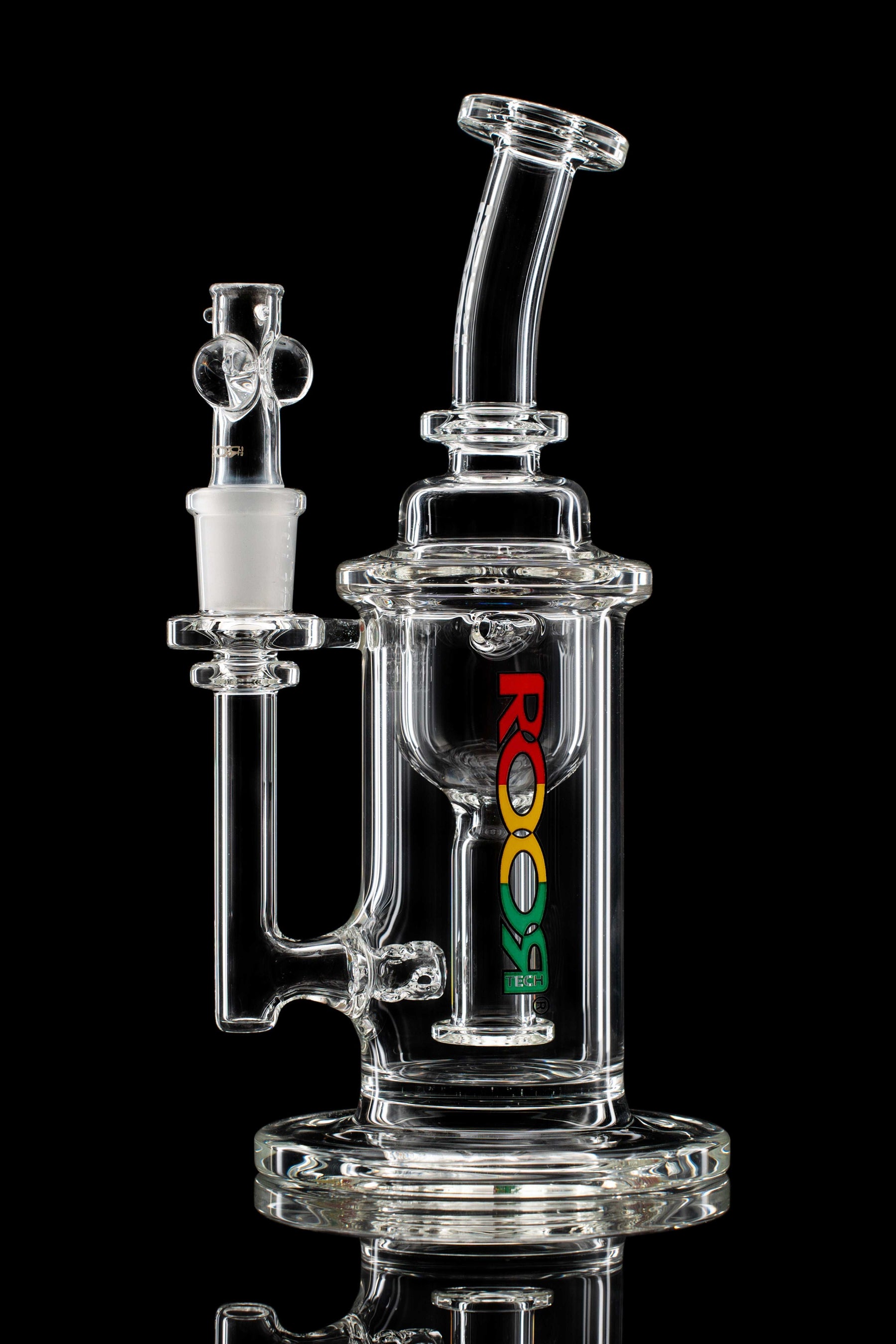 ROOR Tech Internal Recycler Clear 8-inch glass with 14mm female joint.