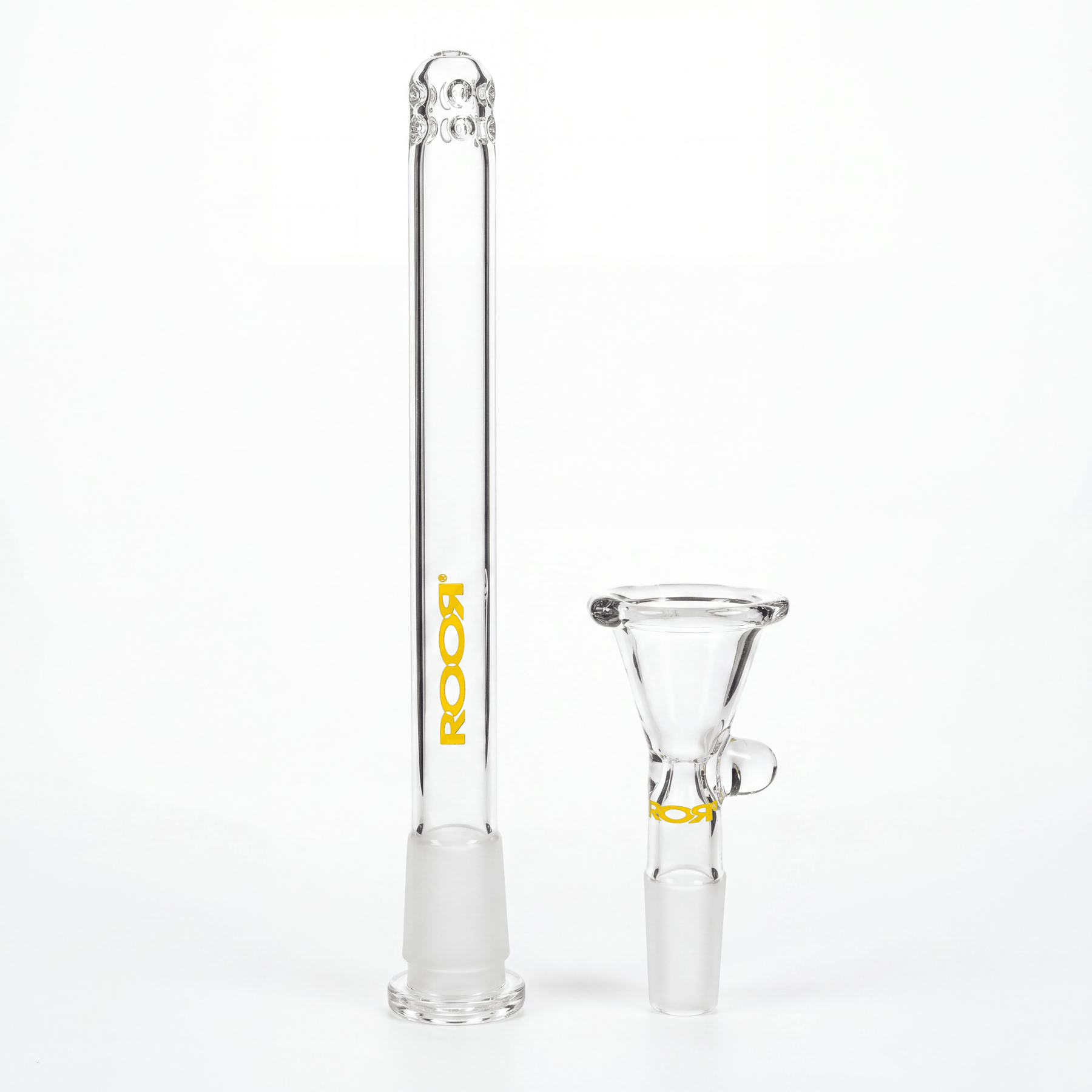 ROOR® Downstem and Bowl Set with yellow color decal for glass tube enhancement