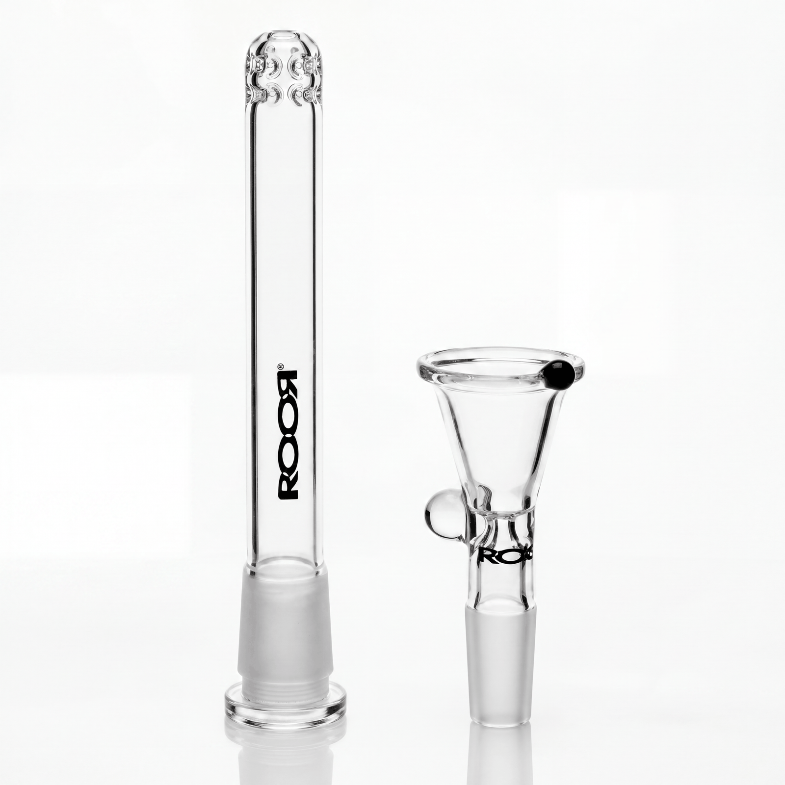 ROOR® Downstem and Bowl Set with black decal on glass tube accessory
