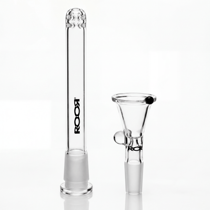 ROOR® Downstem and Bowl Set with black decal on glass tube accessory