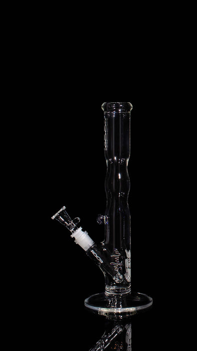 ROOR® Custom 30th Anniversary 14" clear glass straight bong with narrowing, marble, and sandblasted logo