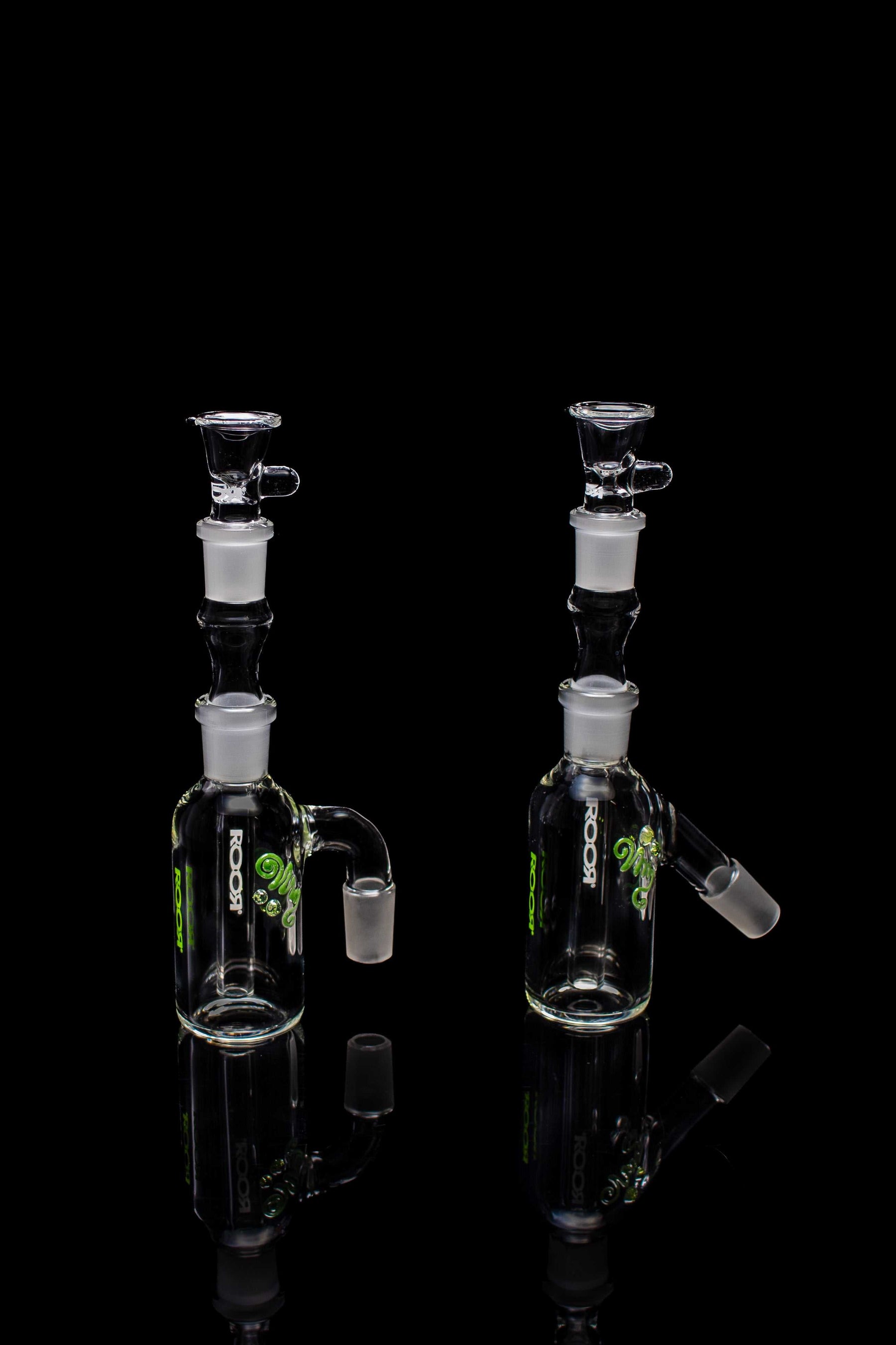 ROOR® Classic Ash Catcher 14.5mm Joint with German Duran Schott Glass body, available in 45° and 90° arm styles.
