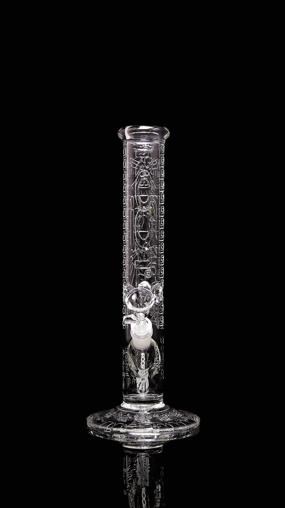 ROOR® 14-inch straight glass water pipe with sandblasted Aztec design and 50x5mm German Schott glass