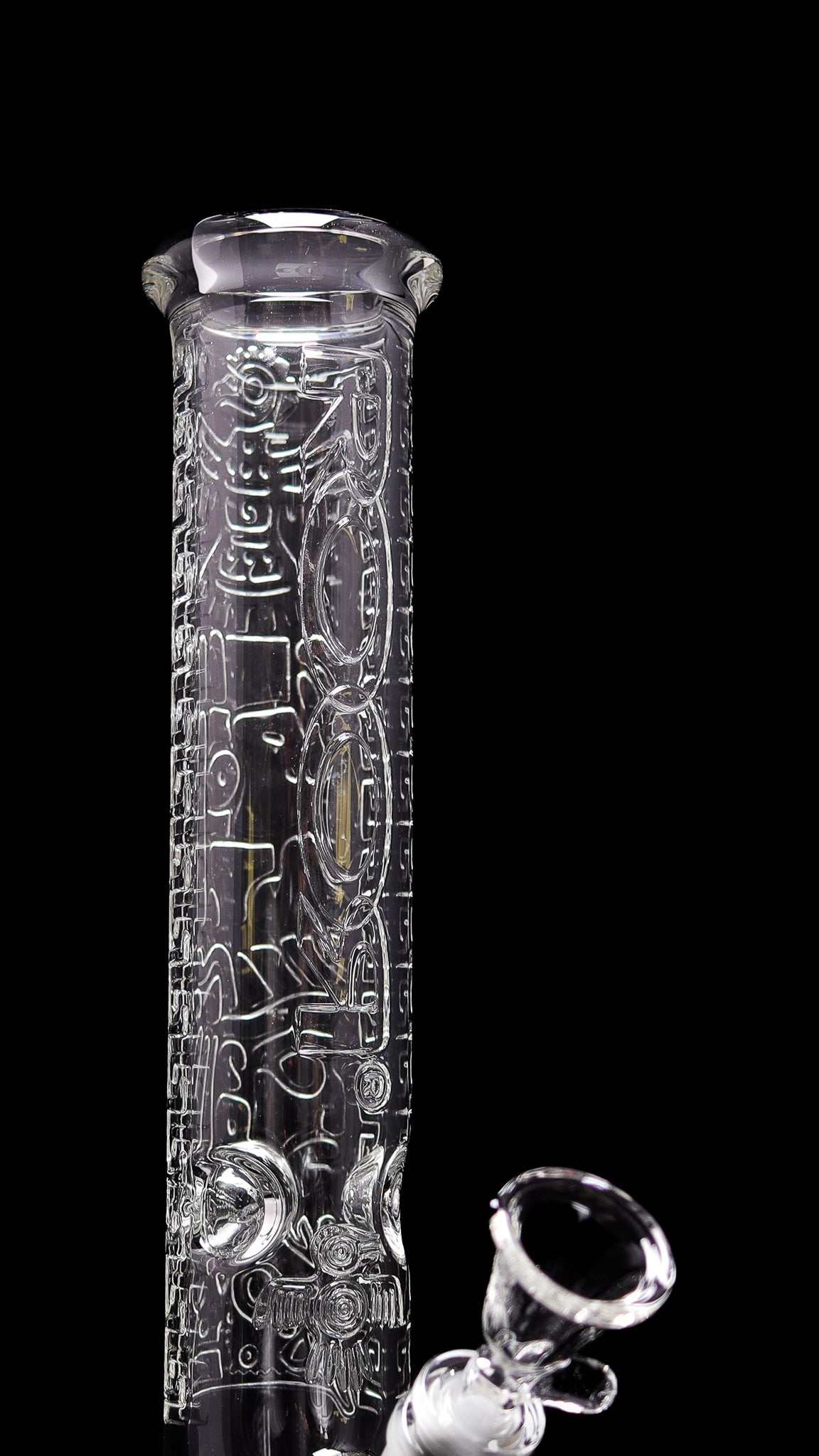 ROOR® 14-inch straight glass water pipe with flame-polished Aztec design