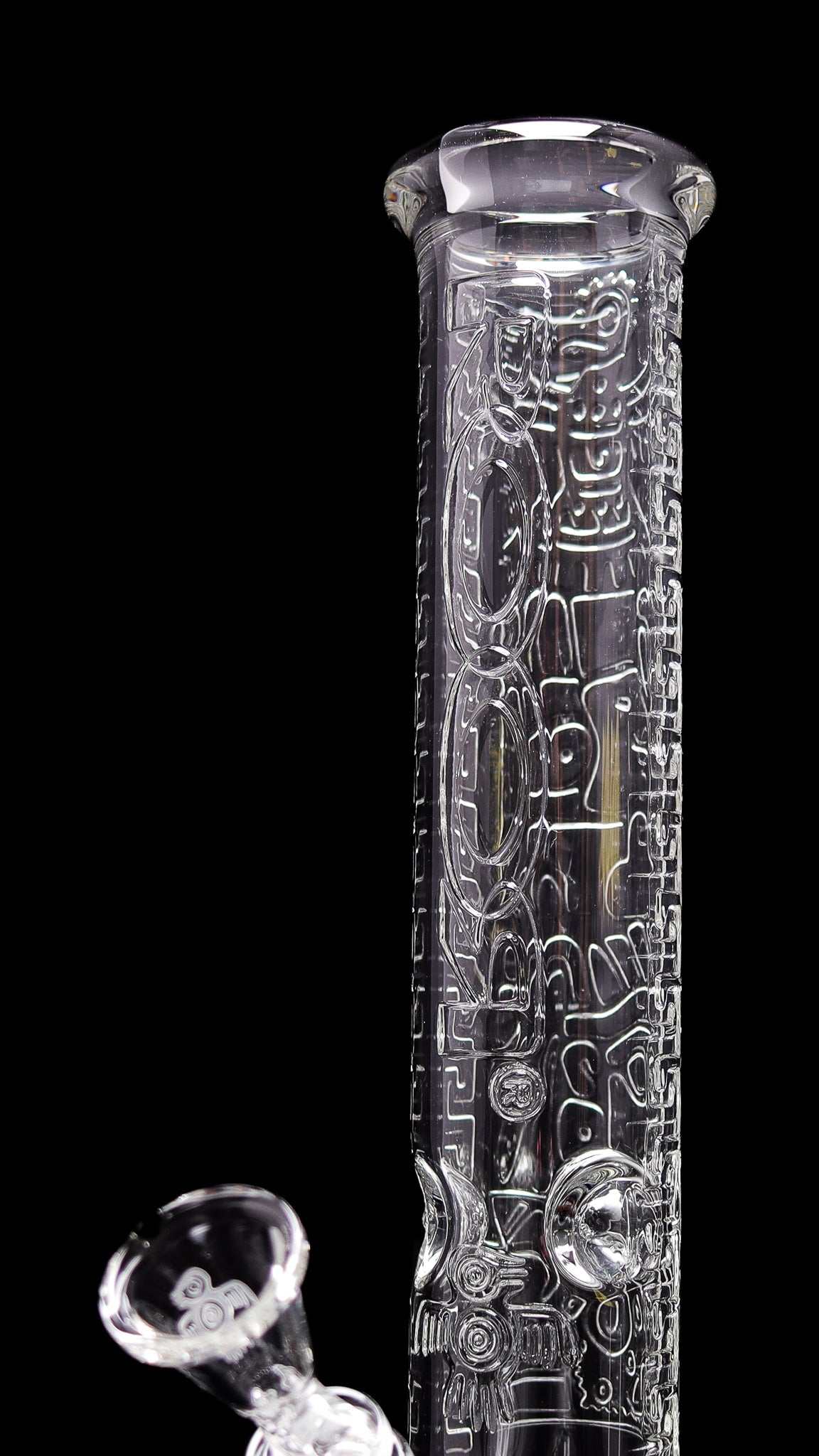 ROOR® 14-inch straight glass water pipe with Aztec design and 50x5mm Schott glass