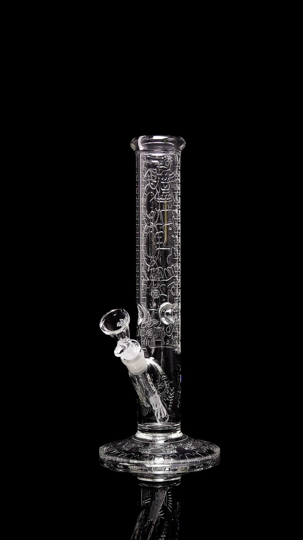 ROOR® 14-inch straight glass water pipe with sandblasted Aztec design