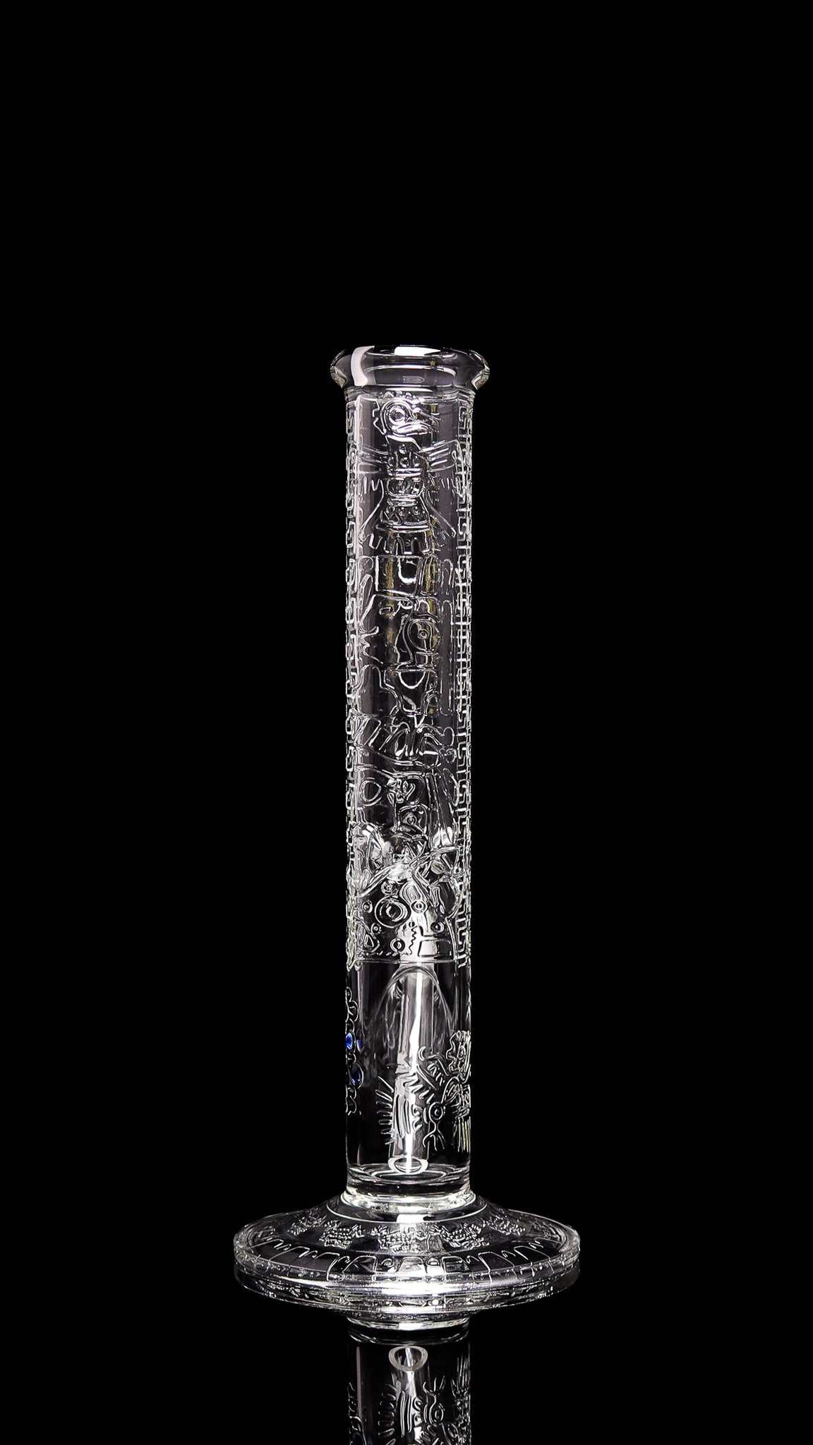 ROOR® 14-inch straight glass water pipe with Aztec design and flame polish