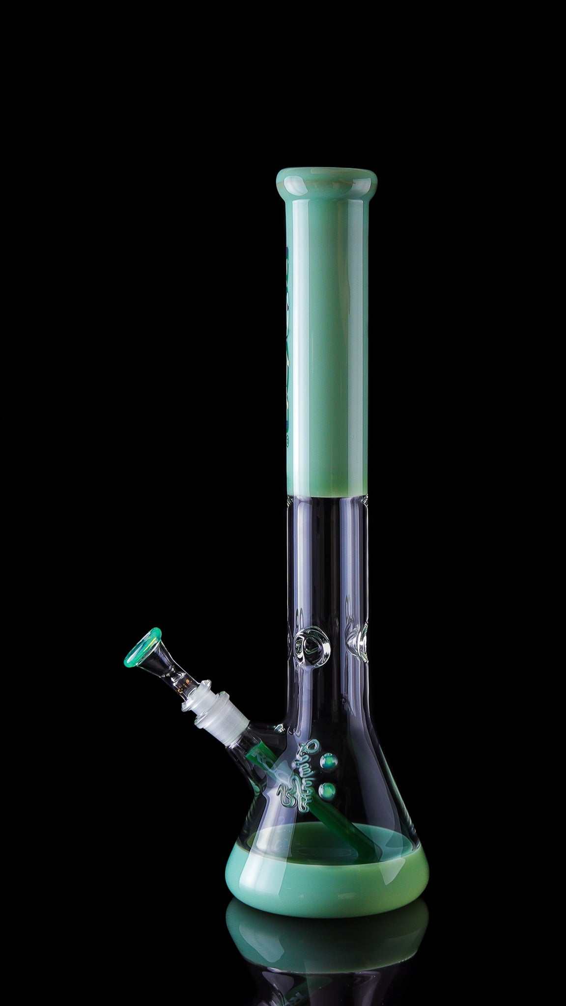 ROOR Classic 18" mint green color glass beaker bong with camo decal and ice pinches